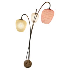 Mid Century Modern Triennial Floor Lamp With Textured Glass Shades West Germany