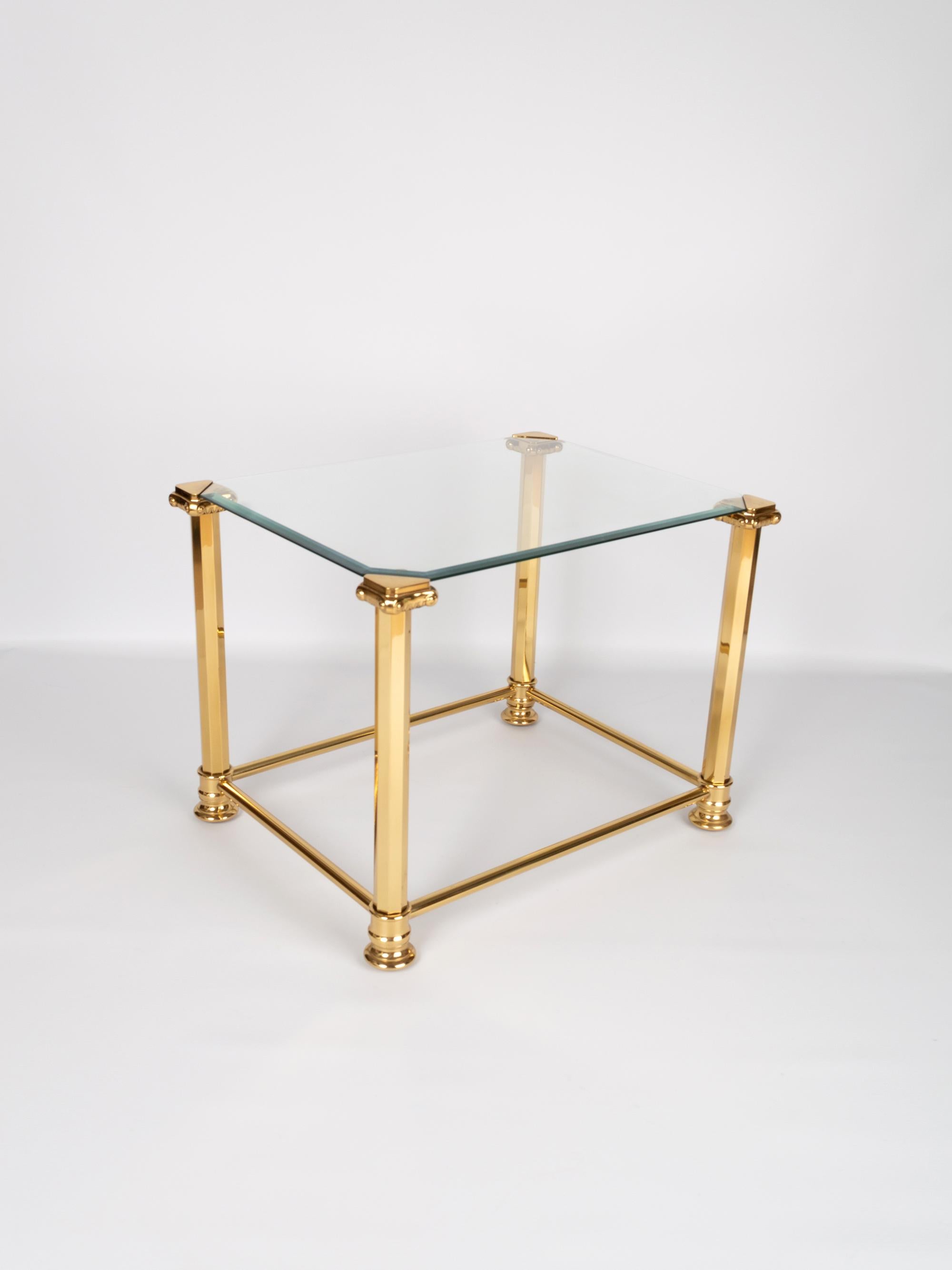 Mid-Century Modern Trio of Gold Gilt and Glass Side Tables. Orsenigo, Italy For Sale 3