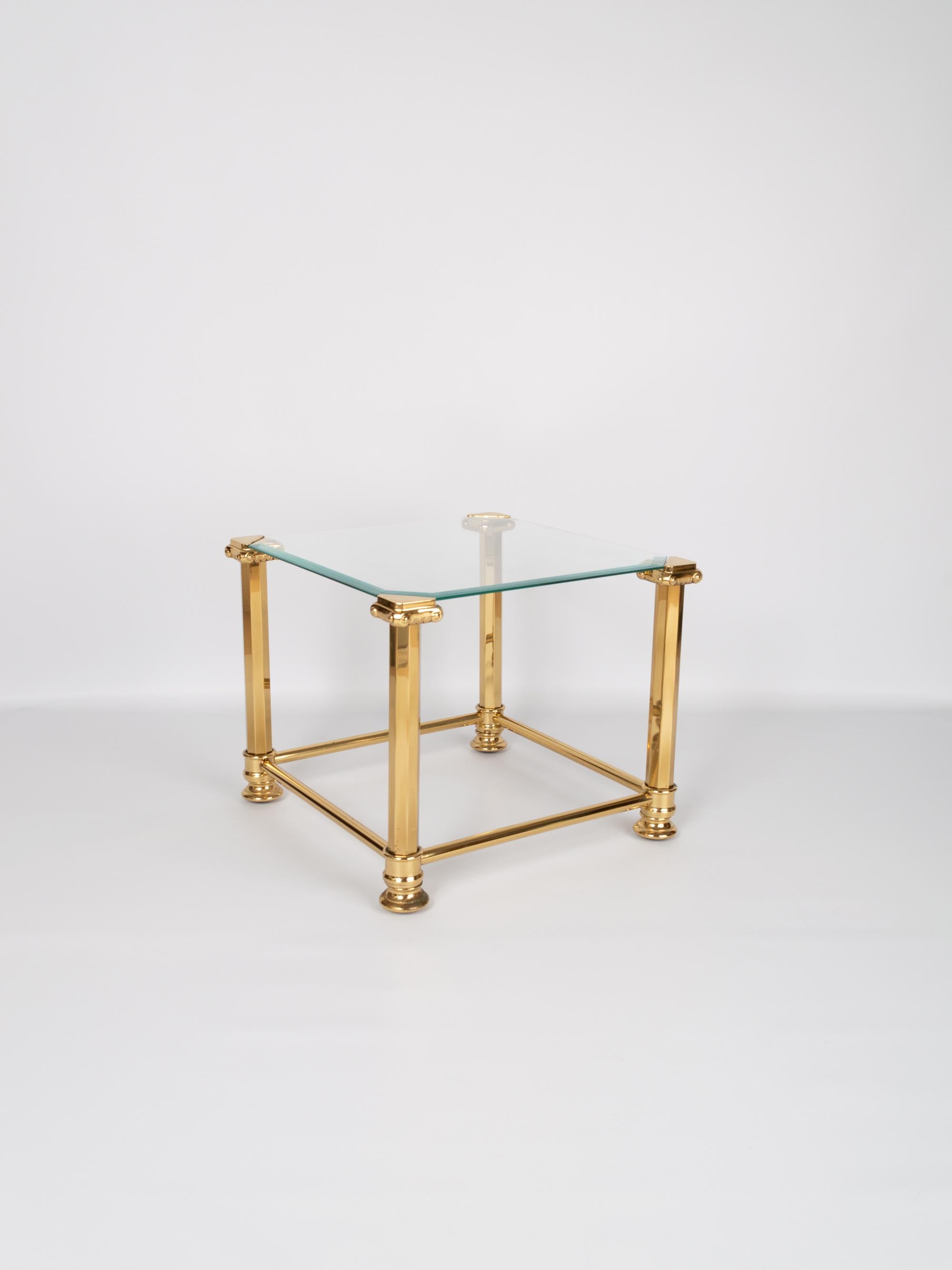 Mid-Century Modern Trio of Gold Gilt and Glass Side Tables. Orsenigo, Italy For Sale 4