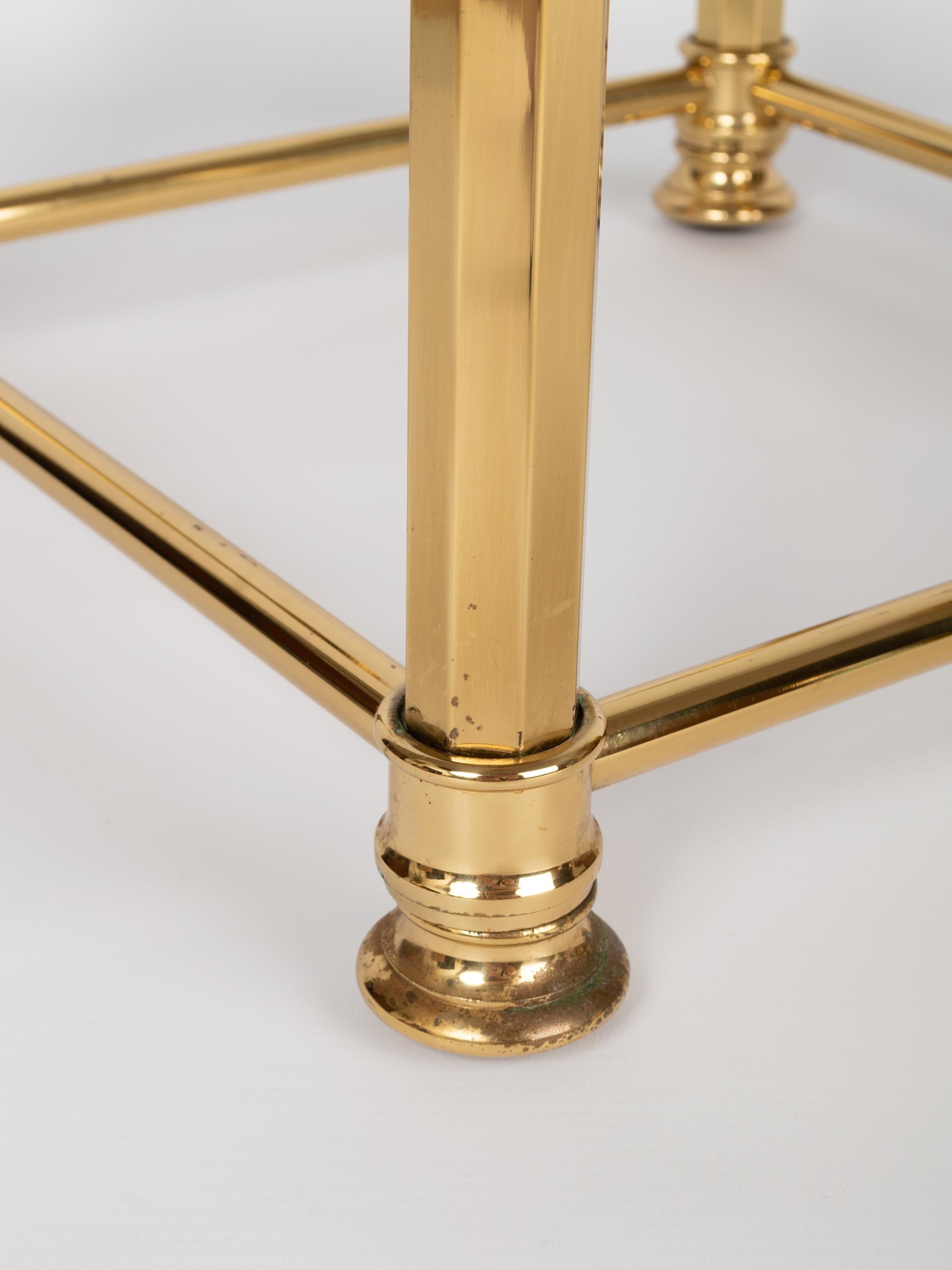Mid-Century Modern Trio of Gold Gilt and Glass Side Tables. Orsenigo, Italy For Sale 5