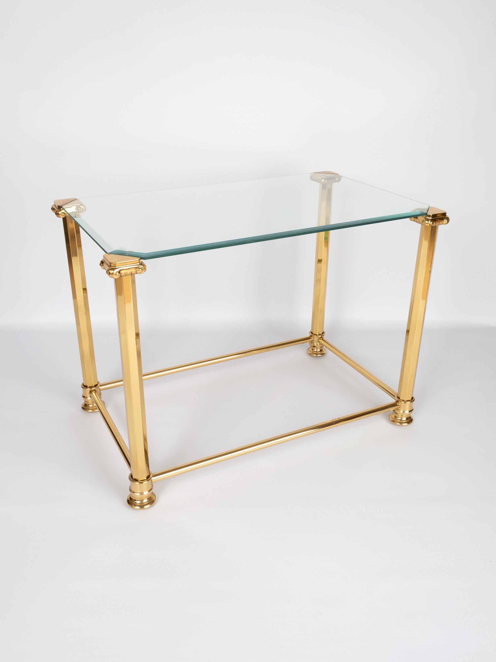 Mid-Century Modern Trio of Gold Gilt and Glass Side Tables. Orsenigo, Italy For Sale 2