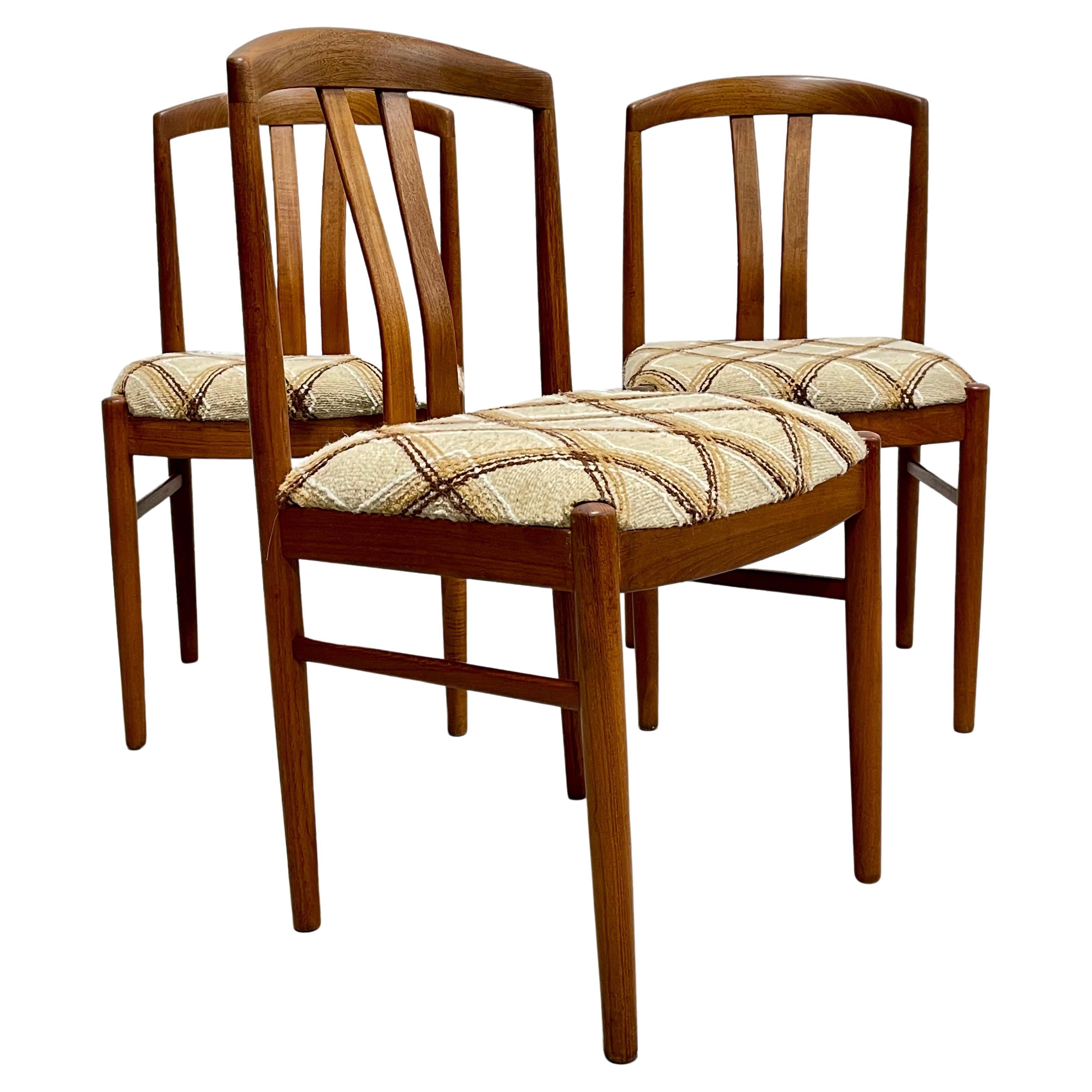 Mid Century Modern TRIO Teak DINING CHAIRS by Carl Ekstrom for Albin Johansson For Sale