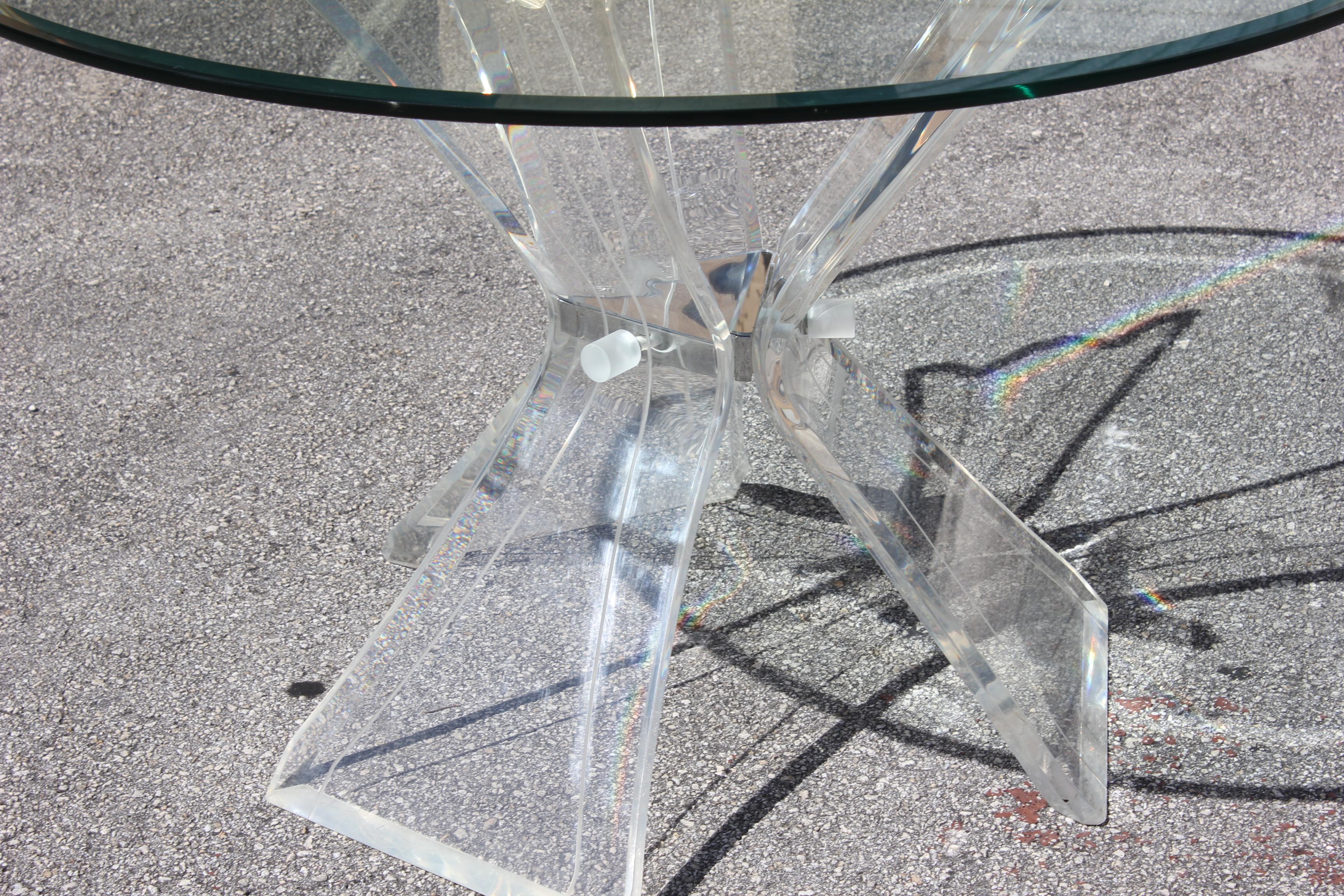 Mid-Century Modern Triple Butterfly Lucite Dining Table or Centre Table 7