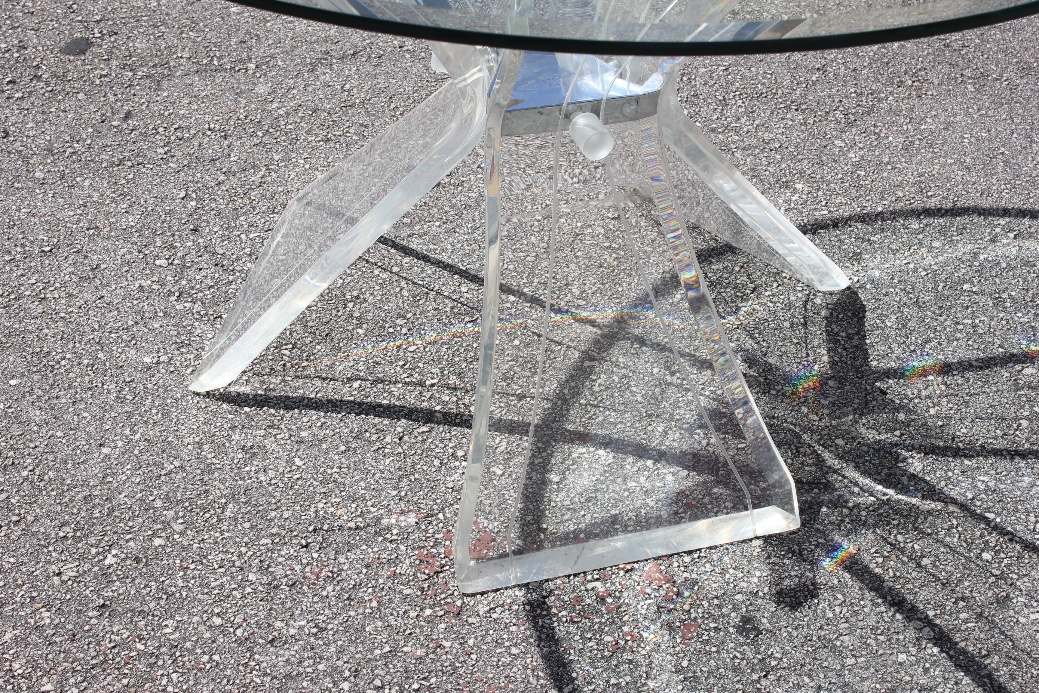 American Mid-Century Modern Triple Butterfly Lucite Dining Table or Centre Table