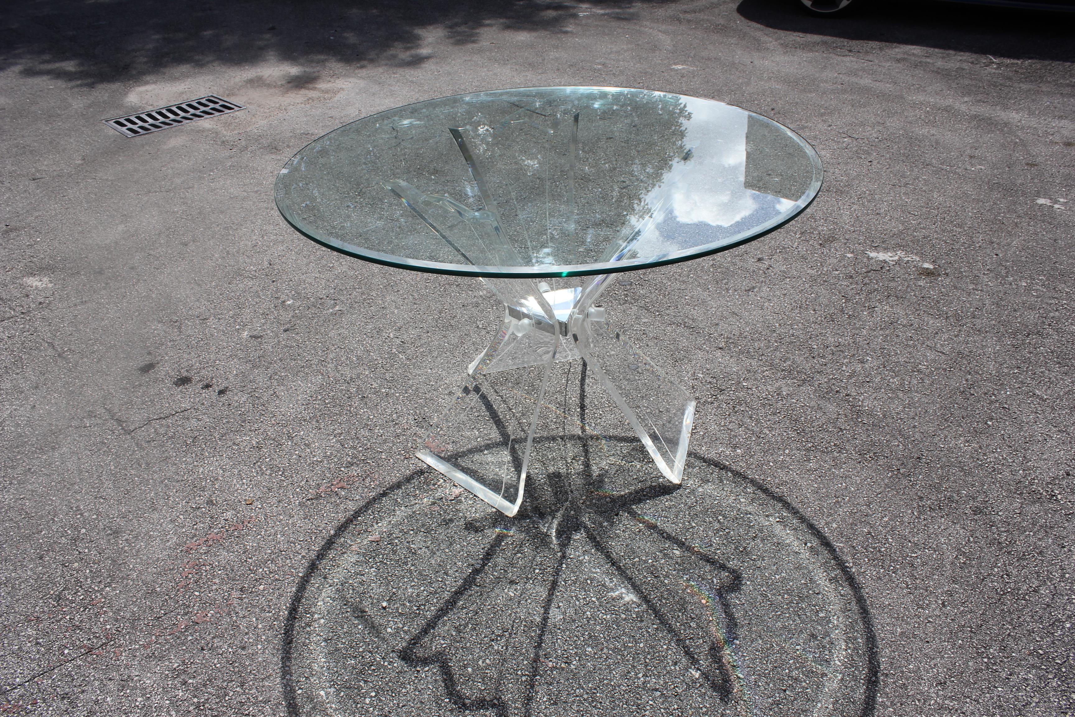 Mid-Century Modern Triple Butterfly Lucite Dining Table or Centre Table 1