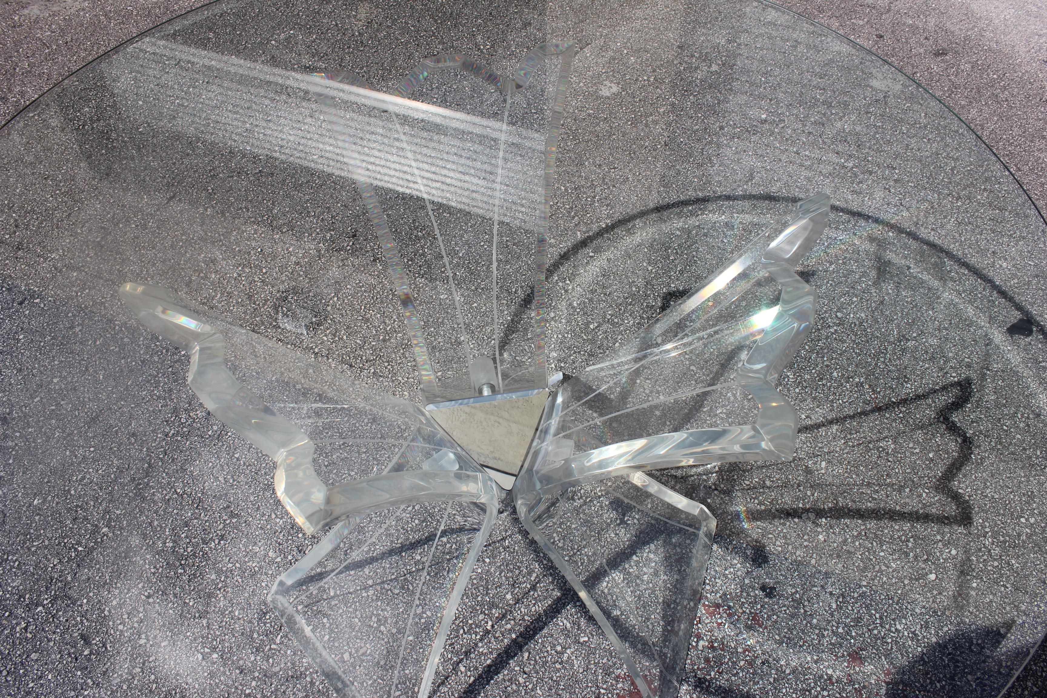 Mid-Century Modern Triple Butterfly Lucite Dining Table or Centre Table 2