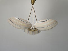 Mid-century Modern Triple Colorful Bowl Glass Ceiling Lamp, 1950s, Germany