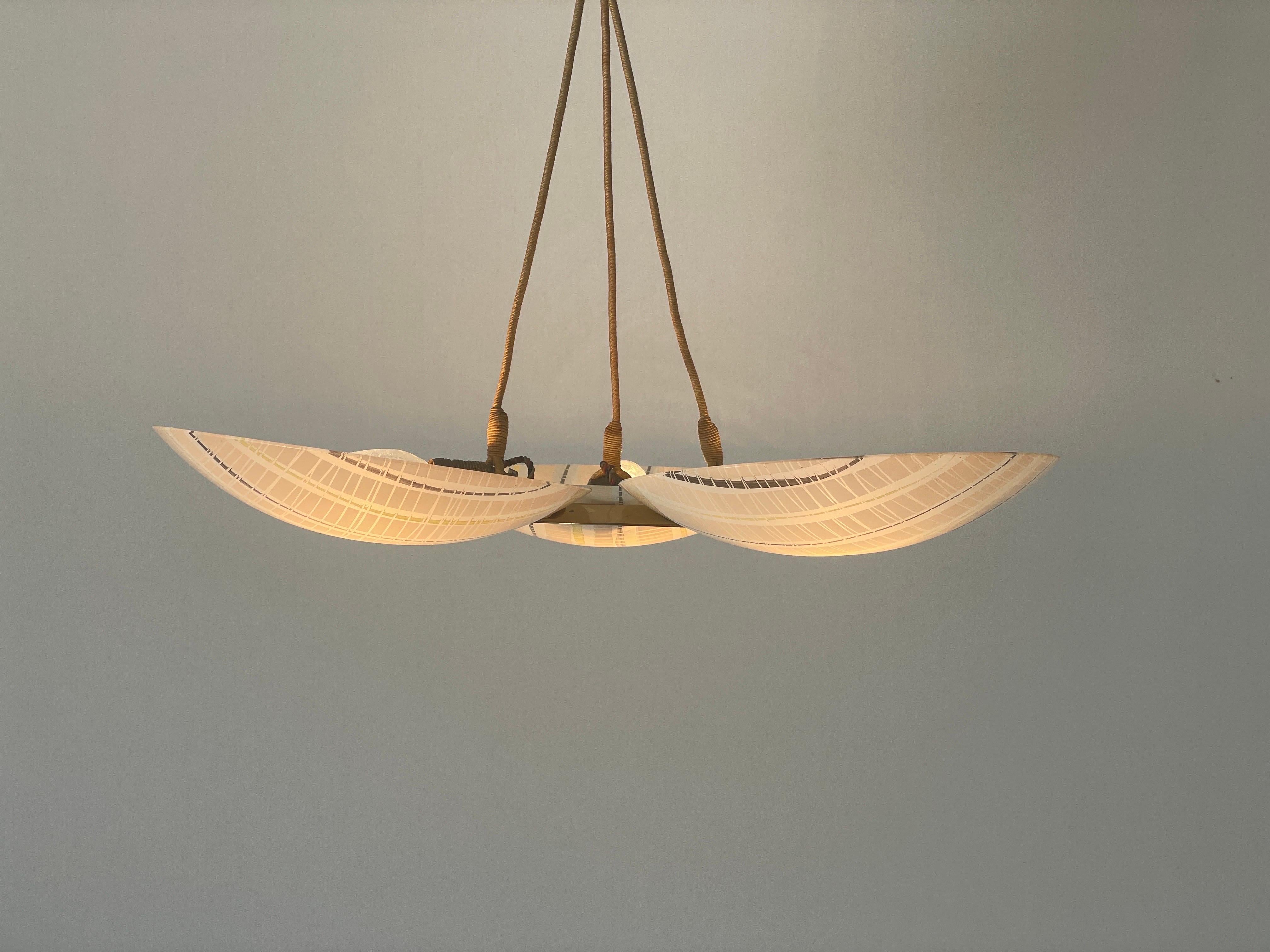 Vetro Lampada da soffitto in vetro a tripla ciotola colorata, Modern Color, 1950, Germania in vendita