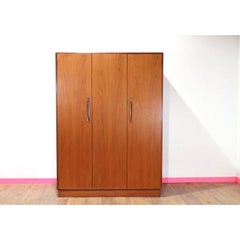 Mid Century Modern Triple Fresco Armoire by G Plan Danish Style