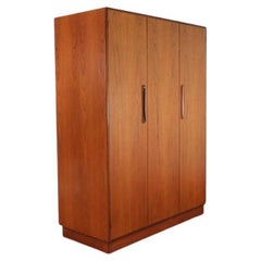 Retro Mid Century Modern Triple Fresco Armoire by G Plan Danish Style