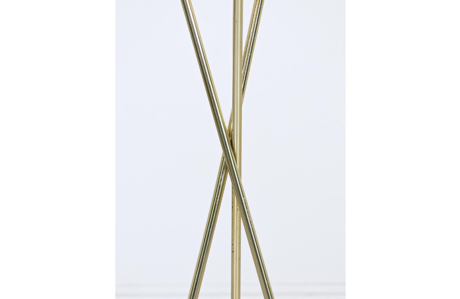 Polished Mid-Century Modern Tripod Brass Floor Lamp For Sale