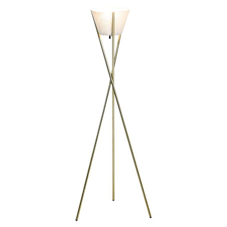 MidCentury Modern Tripod Brass Floor Lamp For Sale at 1stDibs