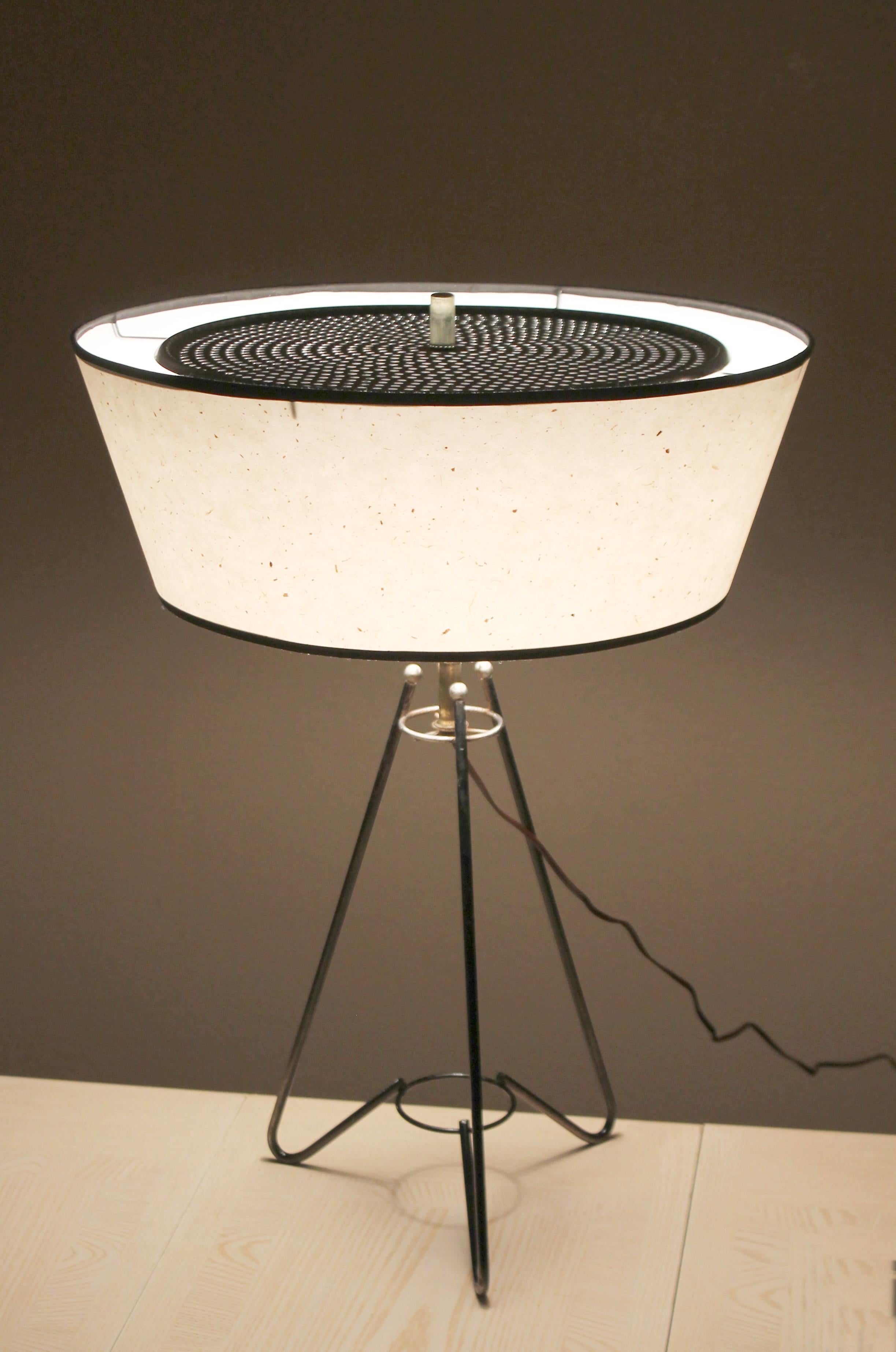 Mid-Century Modern Mid Century Modern Tripod Table Lamp! Atomic Heifetz Era 1950s Inverted Shade For Sale