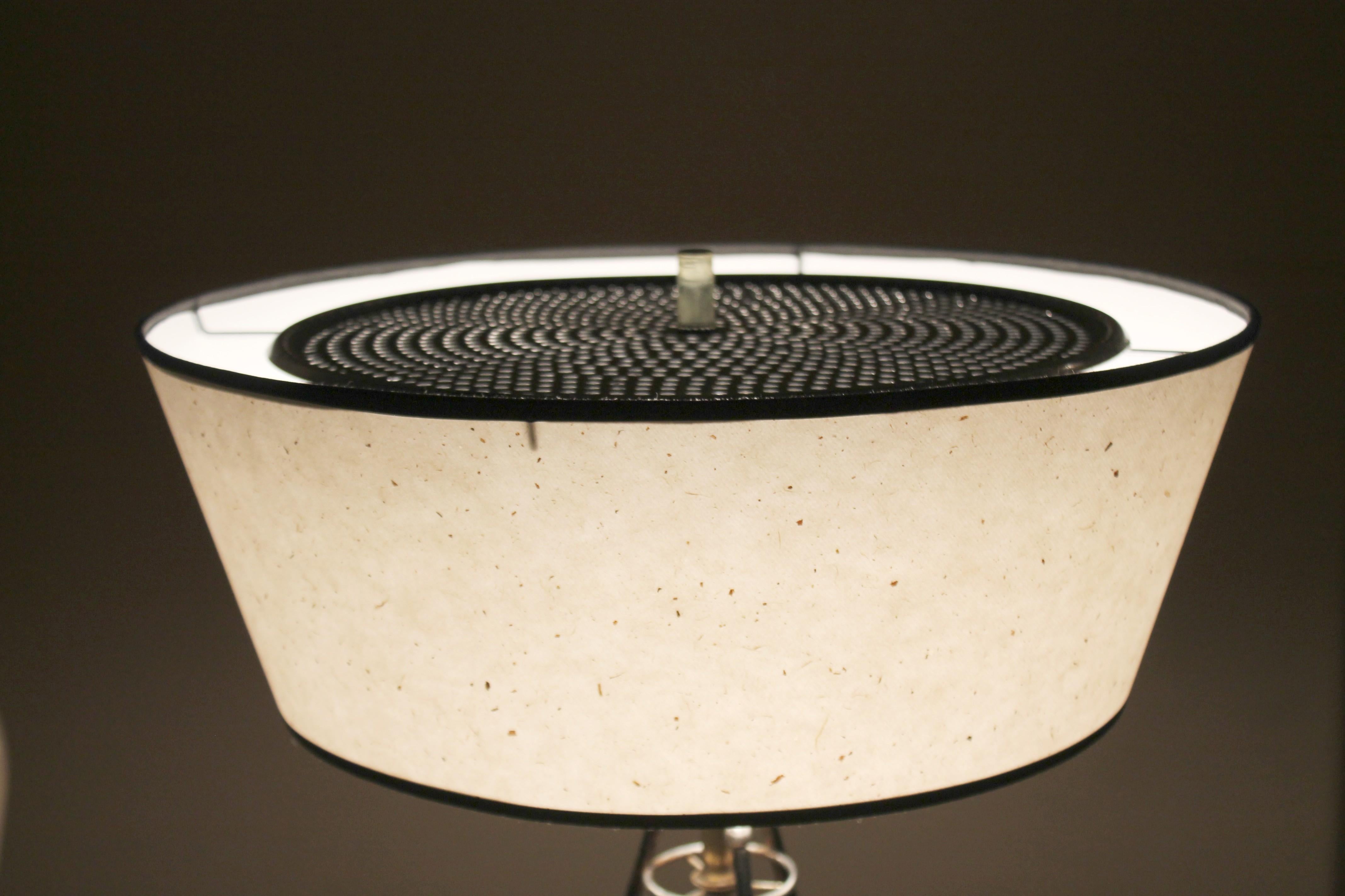 20th Century Mid Century Modern Tripod Table Lamp! Atomic Heifetz Era 1950s Inverted Shade For Sale