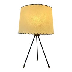 Mid-Century Modern Tripod Table Lamp with Laced Parchment Shade