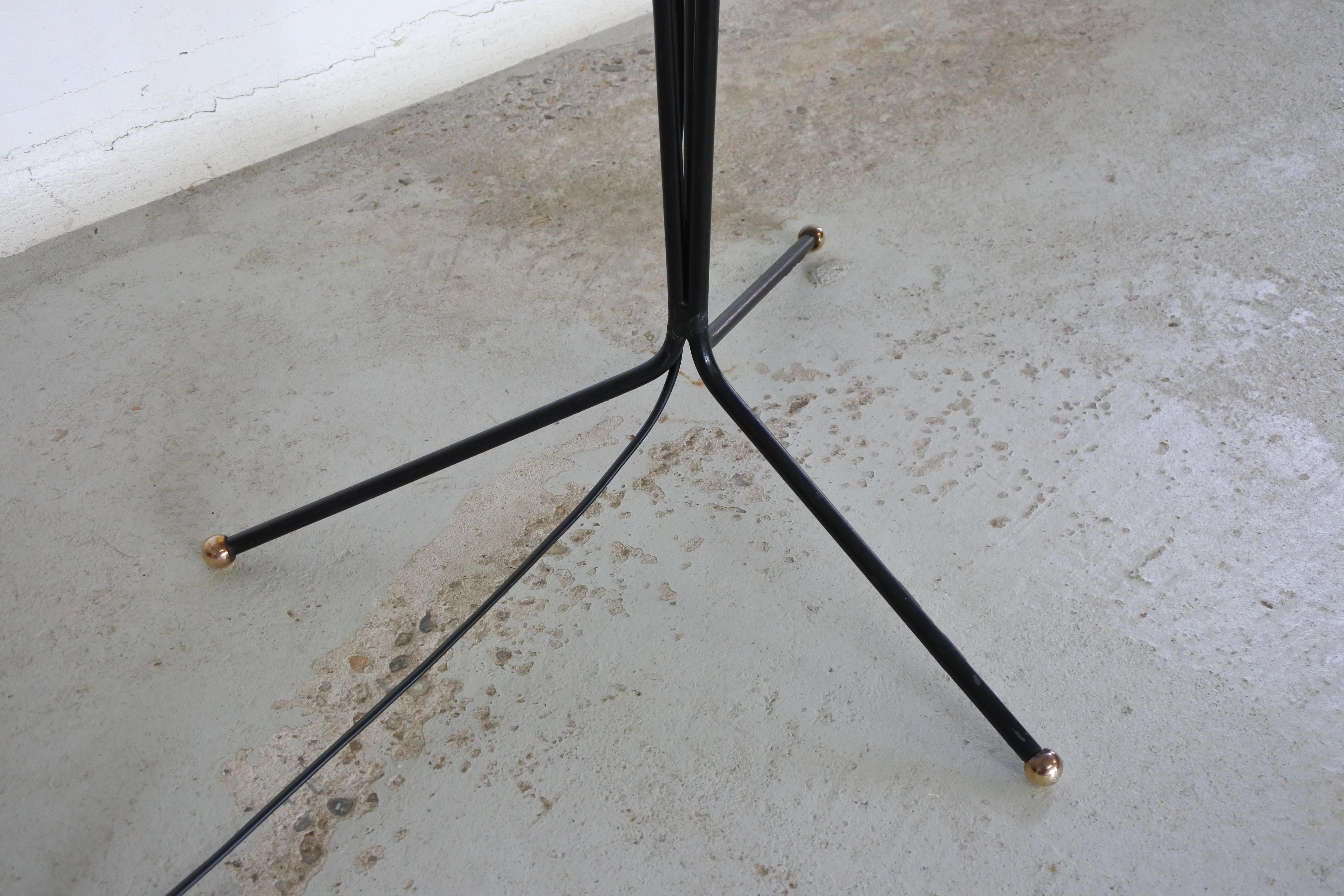 Mid-Century Modern Tripode Floor Lamp in Lacquered Metal & Brass, France, 1950s 3
