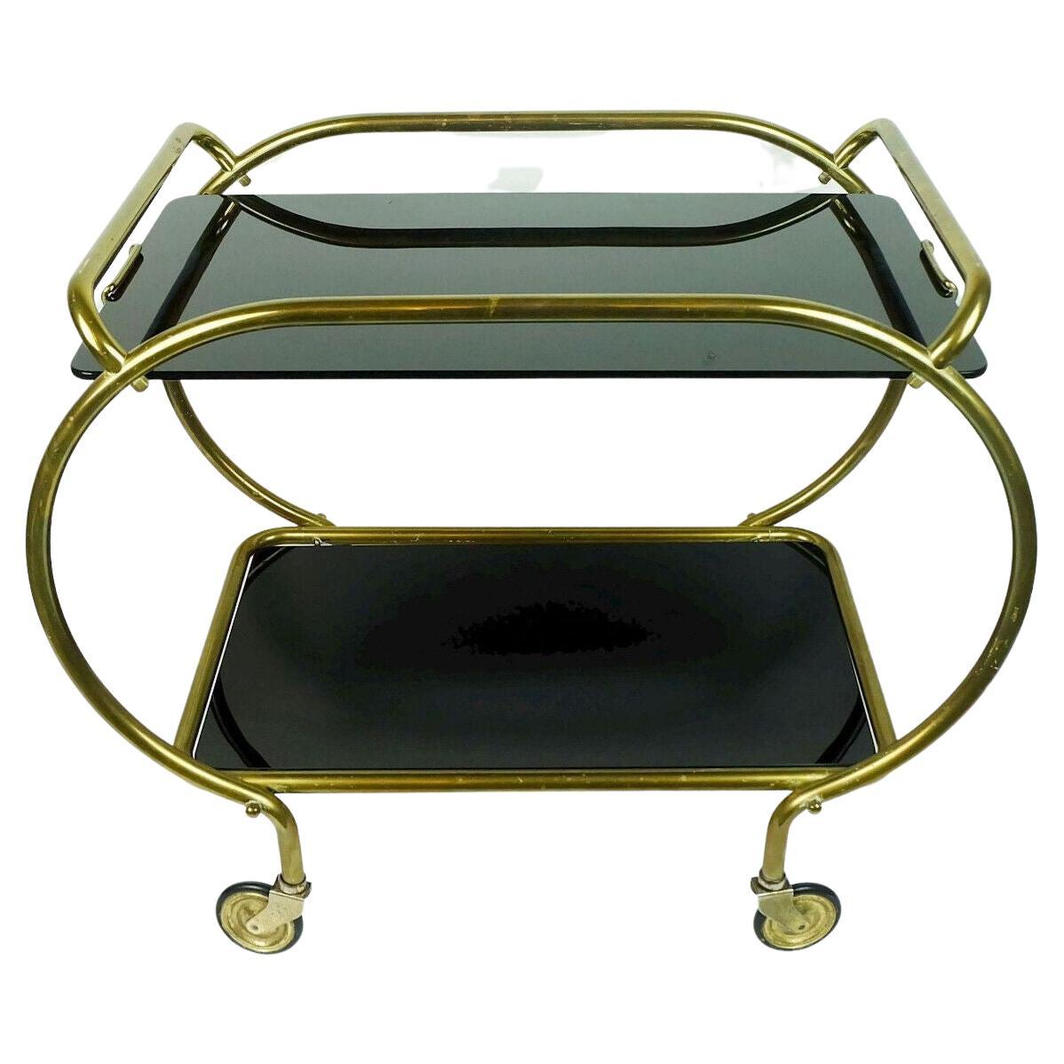 MidCentury Modern Brass Serving Cart Milo Baughman Style For Sale at