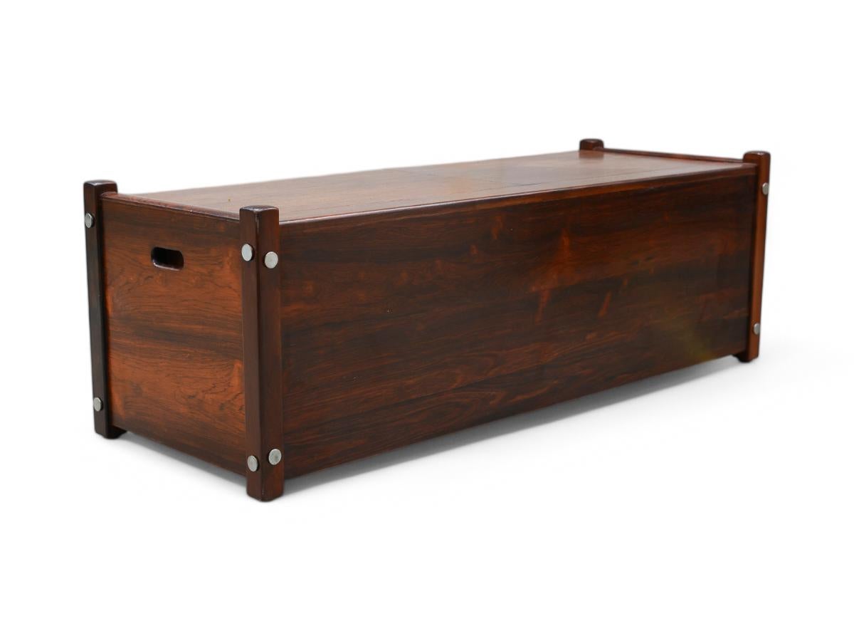 Chrome Mid-Century Modern Trunk Model “Sabara” in Hardwood by Sergio Rodrigues, 1965 For Sale