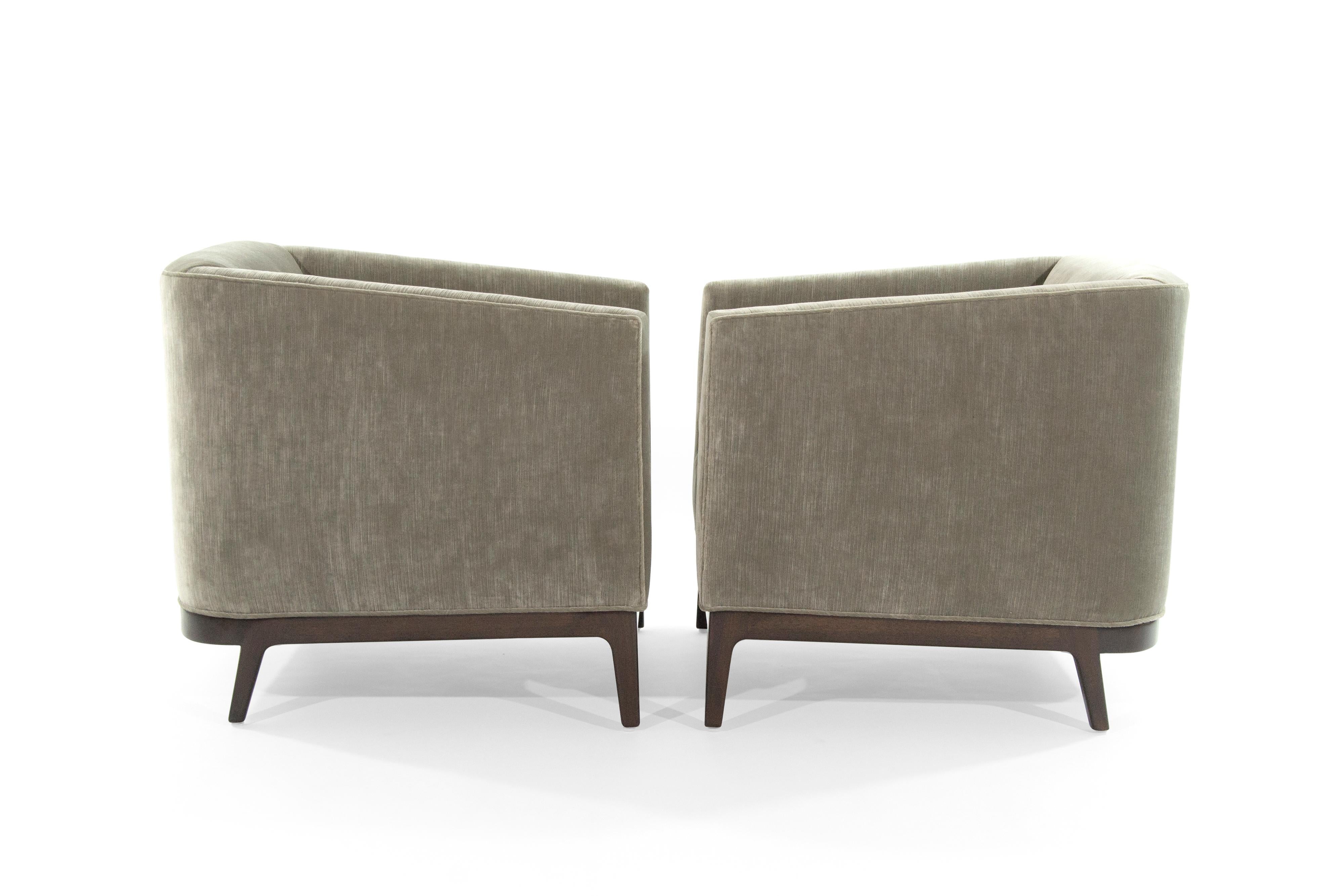 American Mid-Century Modern Tub Chairs in Chenille