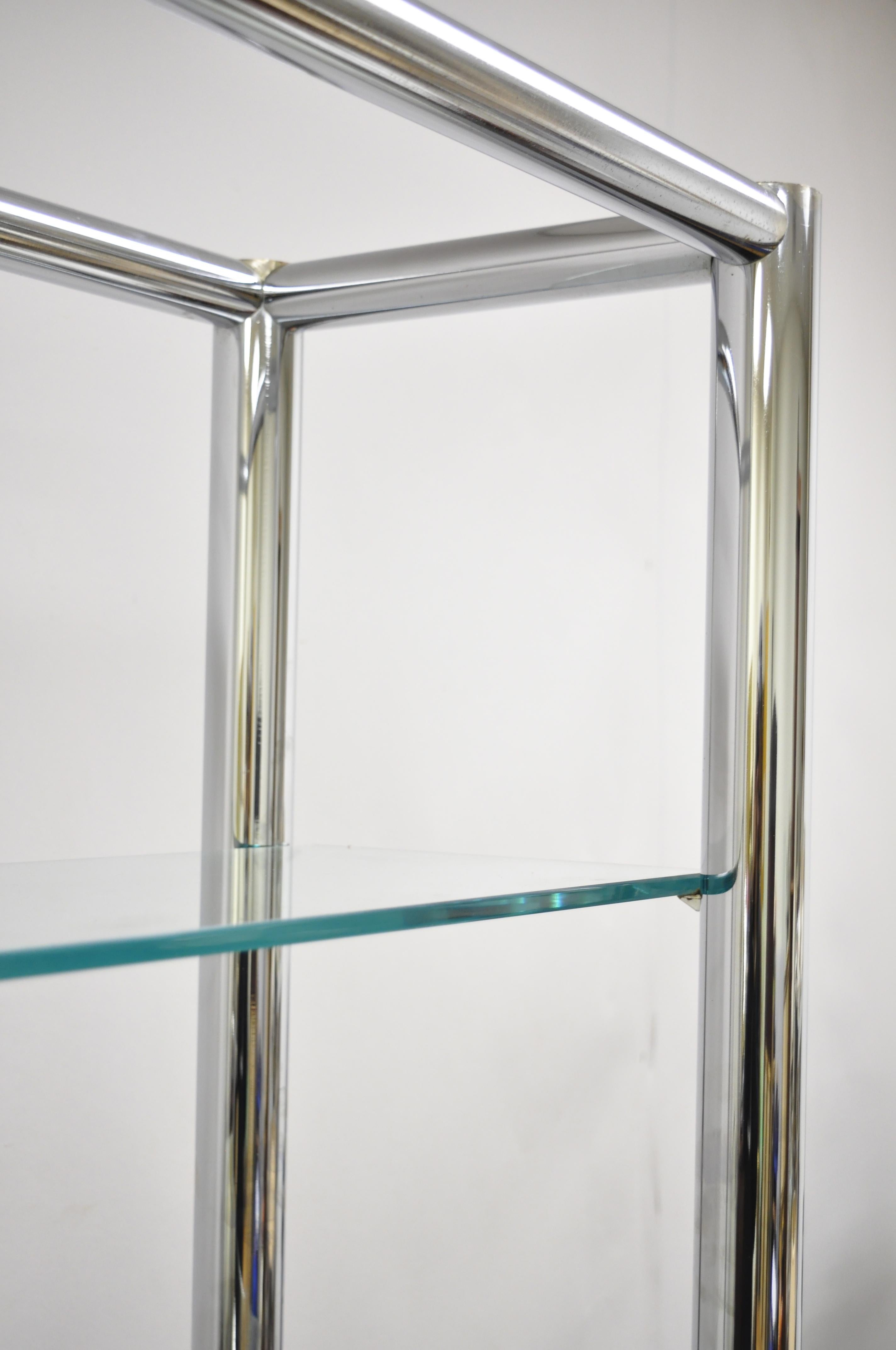 Mid-Century Modern Tubular Chrome Étagère Bookcase Glass Shelf Baughman Style 4