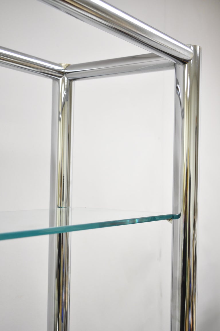 MidCentury Modern Tubular Chrome Étagère Bookcase Glass Shelf Baughman