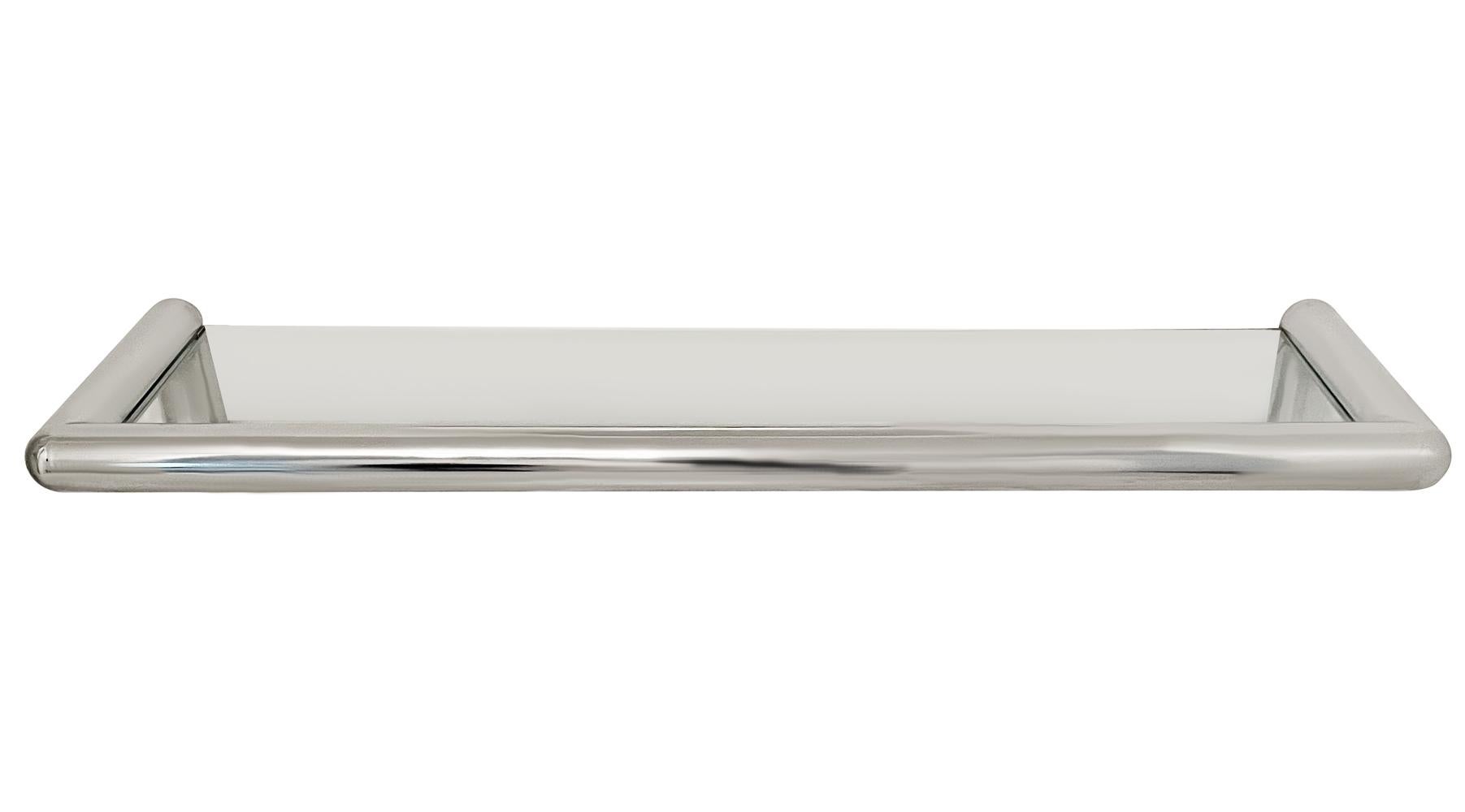 Mid-Century Modern Tubular Chrome & Glass Floating Wall Shelf or Console Table 3