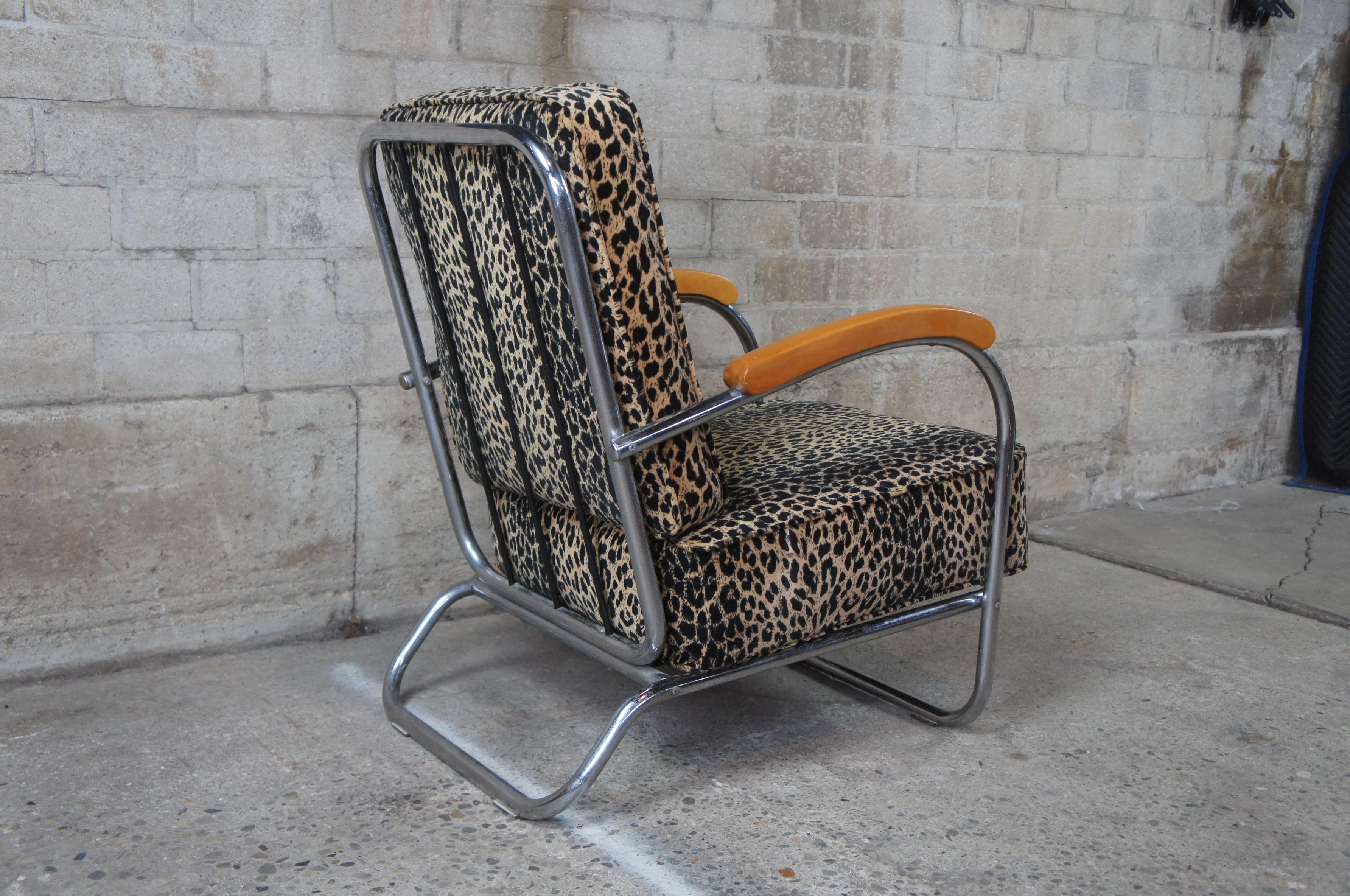 Mid-Century Modern Tubular Chrome Leopard Arm Chair Loveseat Settee Machine Age 6