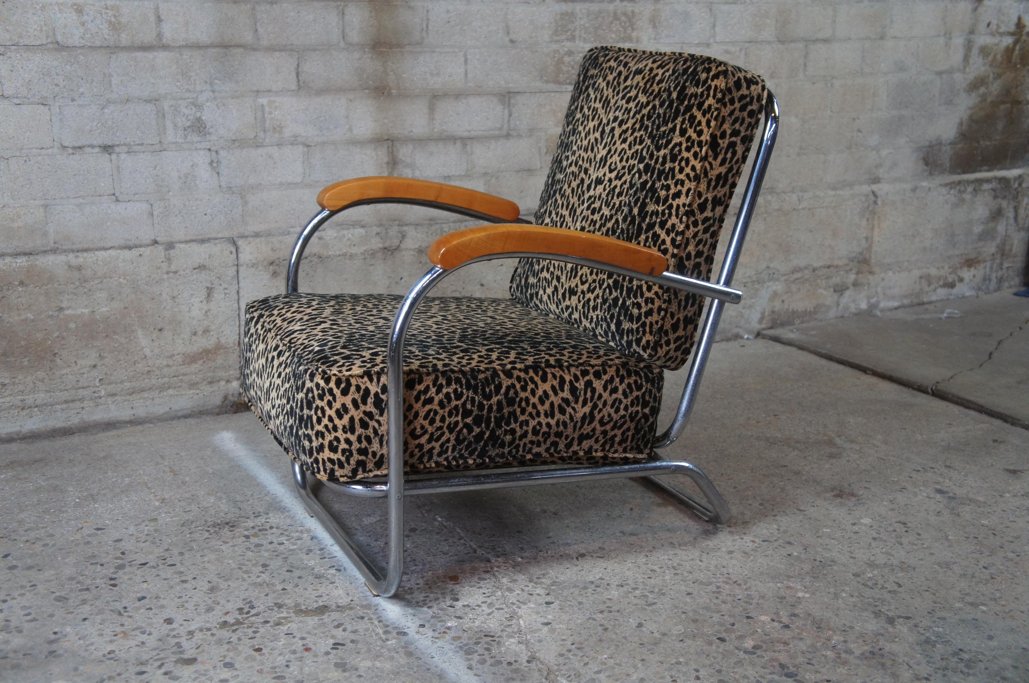 Mid-Century Modern Tubular Chrome Leopard Arm Chair Loveseat Settee Machine Age 7