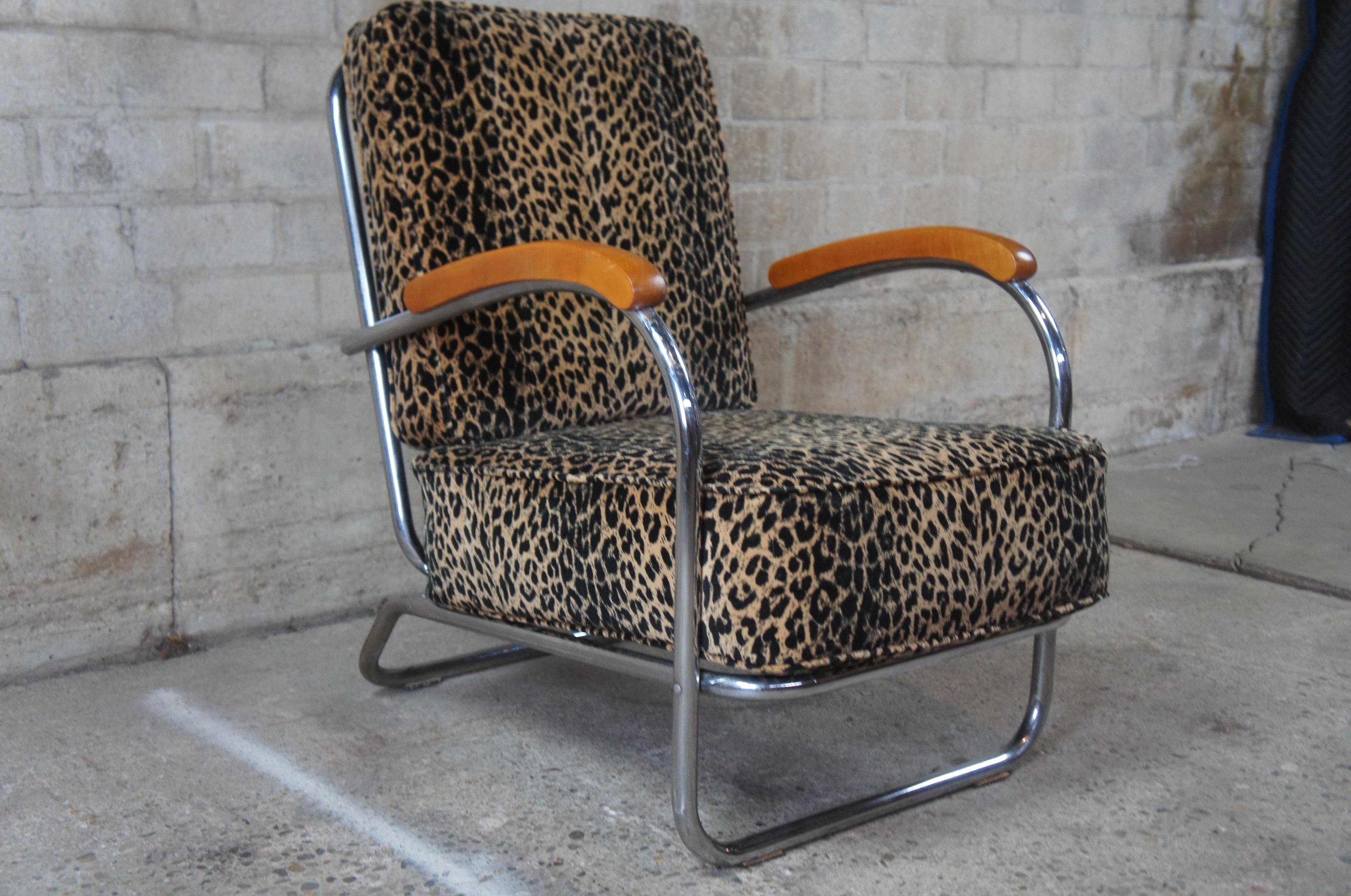 Mid-Century Modern Tubular Chrome Leopard Arm Chair Loveseat Settee Machine Age 4