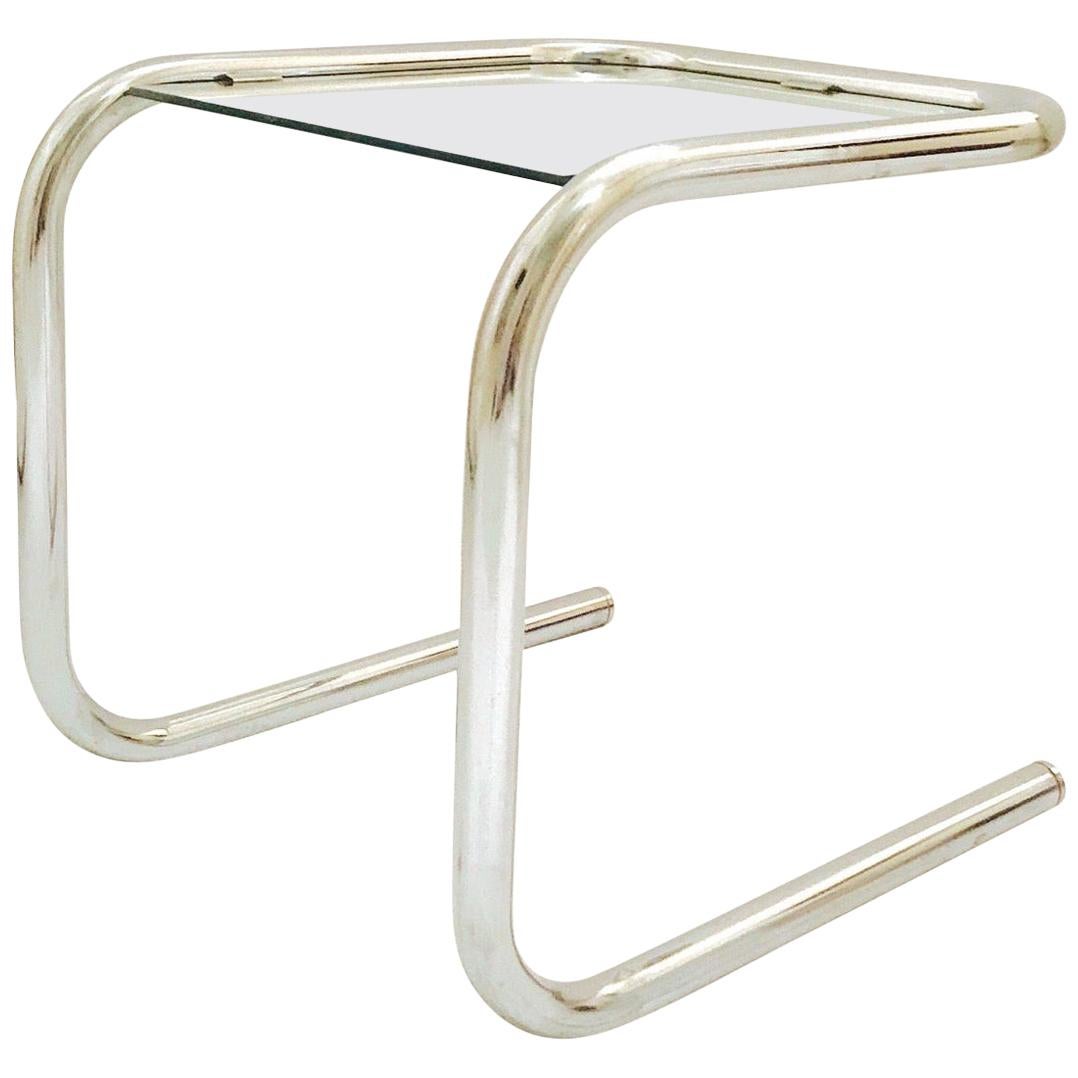 Mid-Century Modern Tubular Chrome Side Table in the Style of Thonet, 1960s