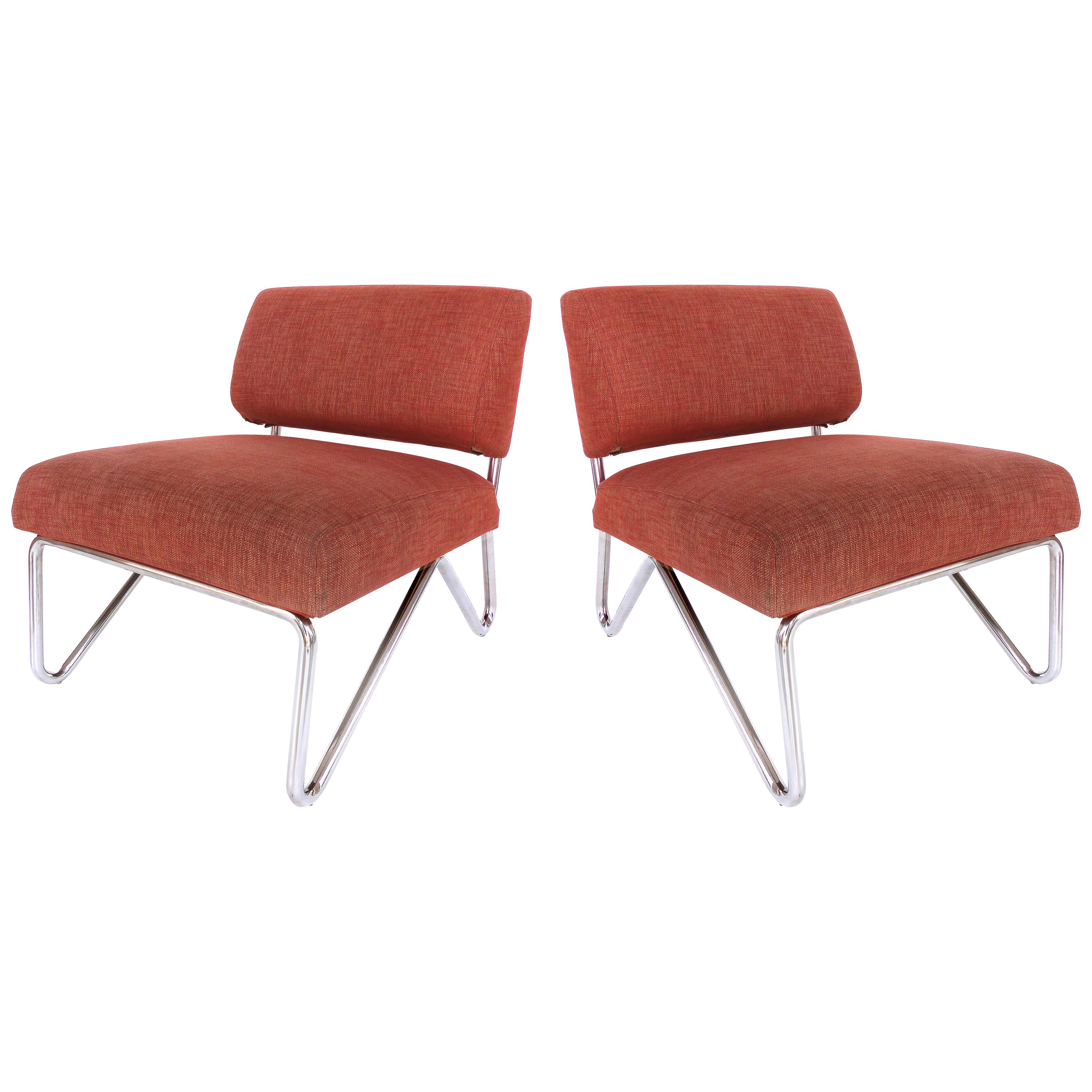 MidCentury Modern Stainless Steel Slipper Chairs at 1stDibs