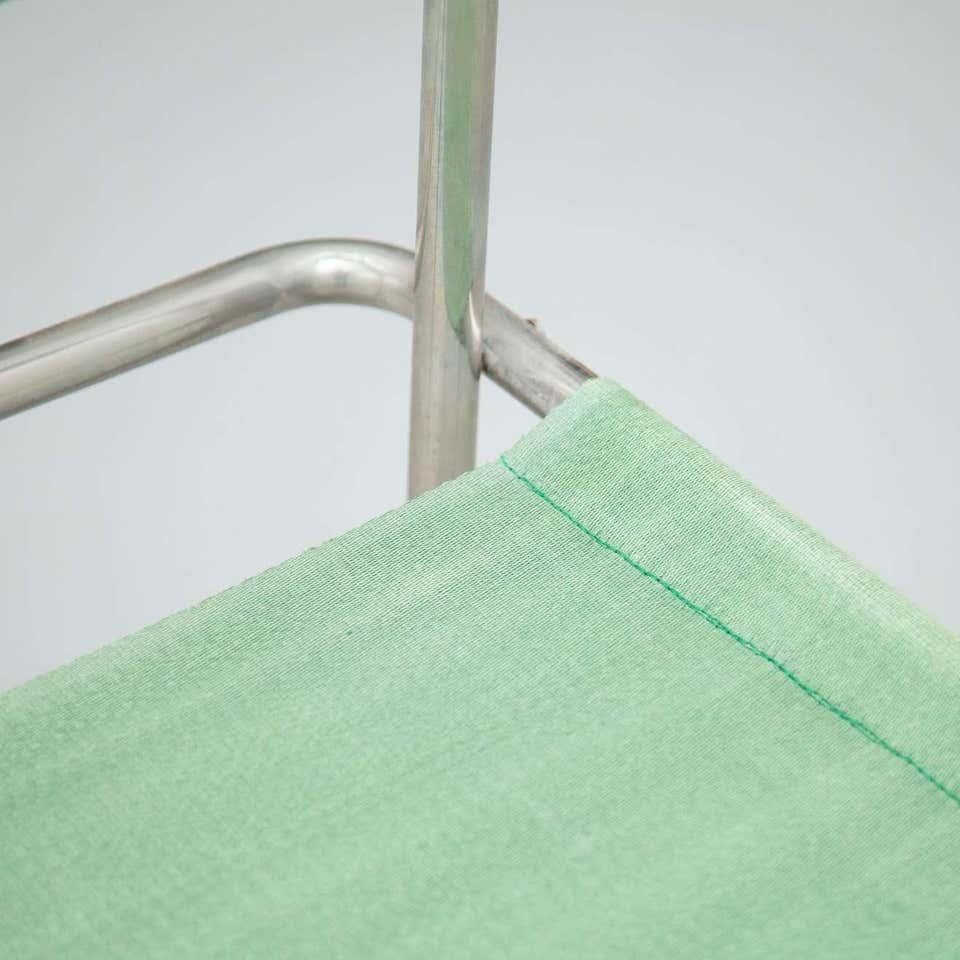 Mid-Century Modern Tubular Steel Chair with Green Fabric 12