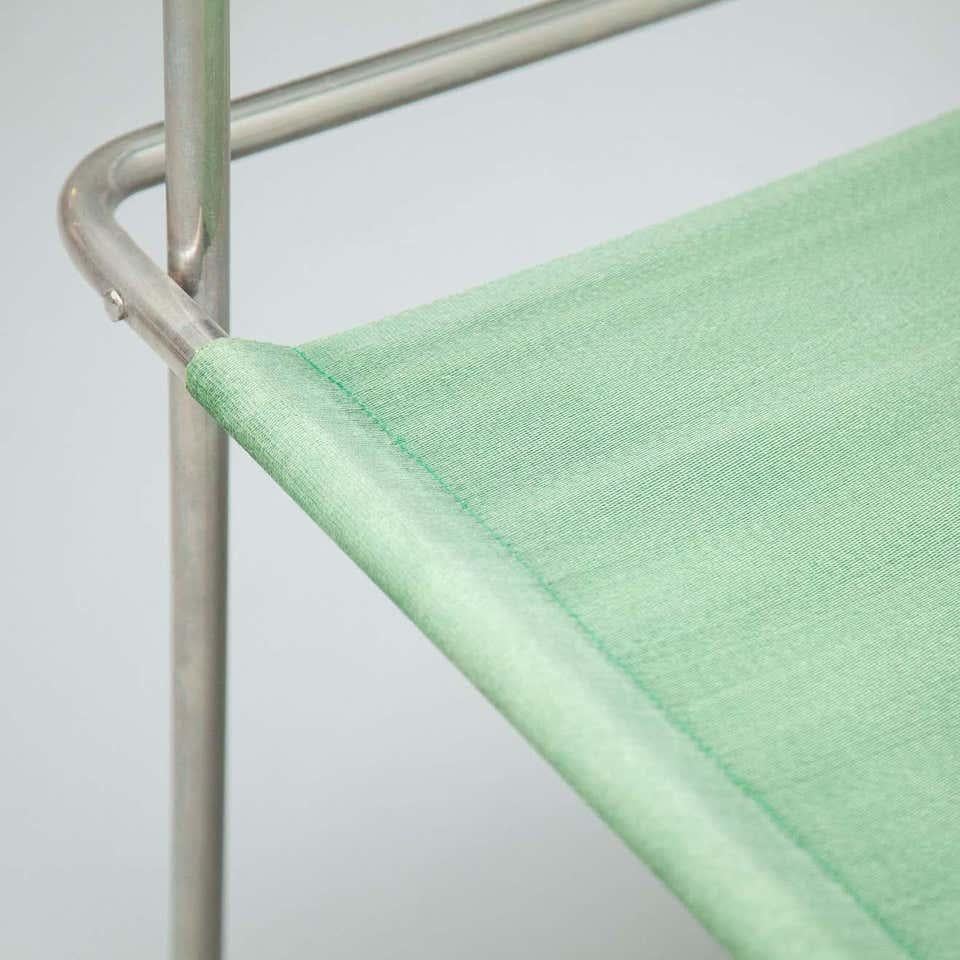 Mid-Century Modern Tubular Steel Chair with Green Fabric 13