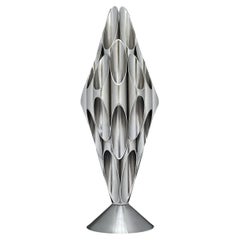Mid-Century Modern Tubular Table Sculpture Lamp in Solid Chrome After Rougier