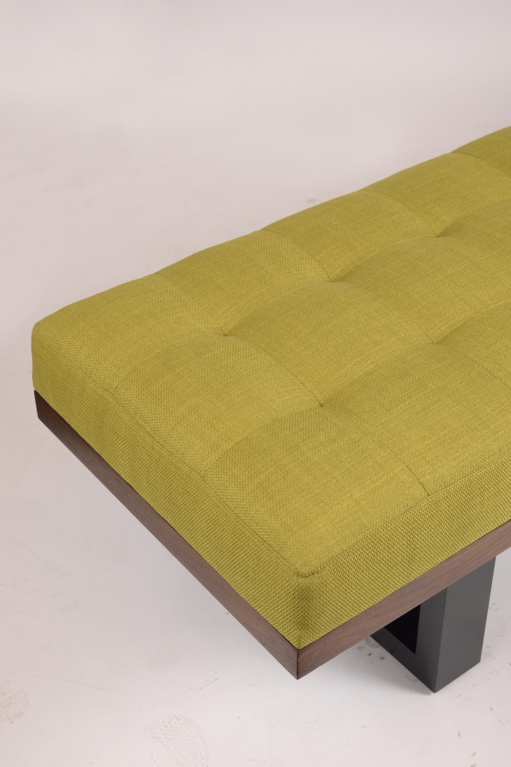 yellow tufted bench