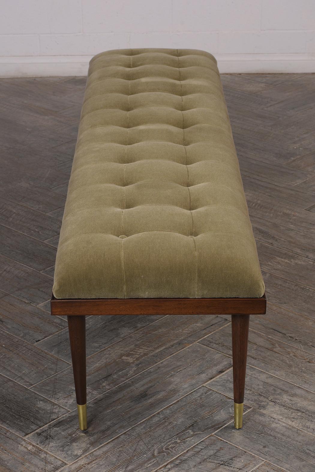 Mid-Century Modern Tufted Bench In Good Condition In Los Angeles, CA