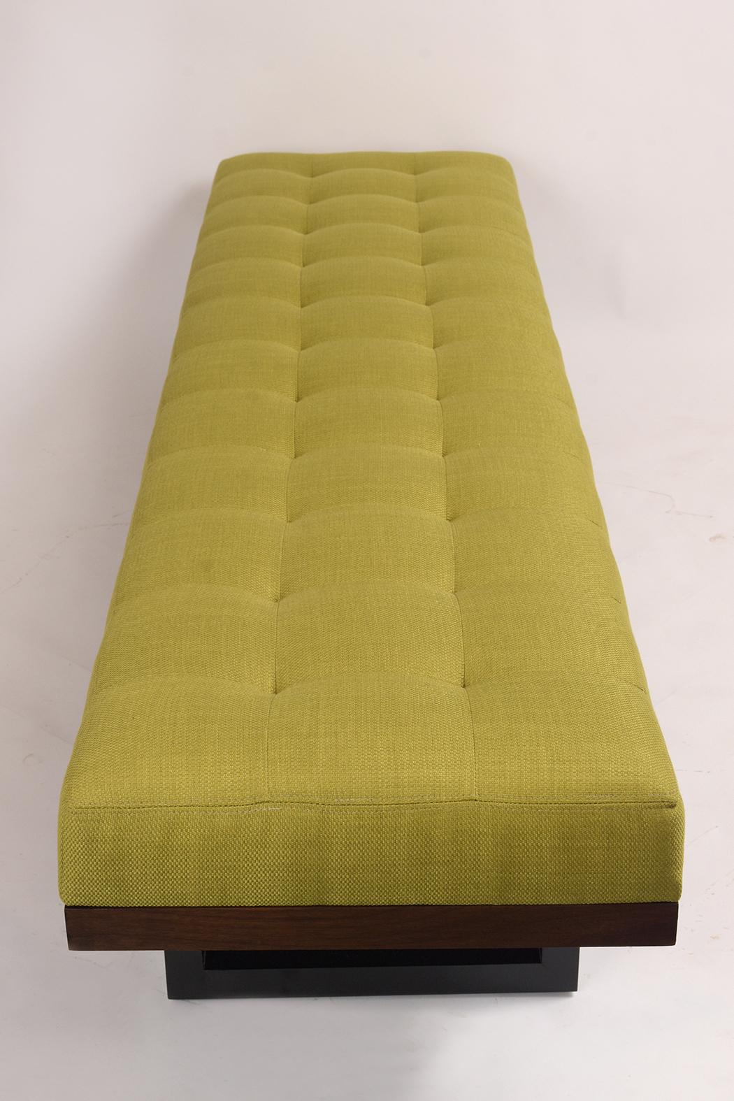 Polished Mid-Century Modern Tufted Bench