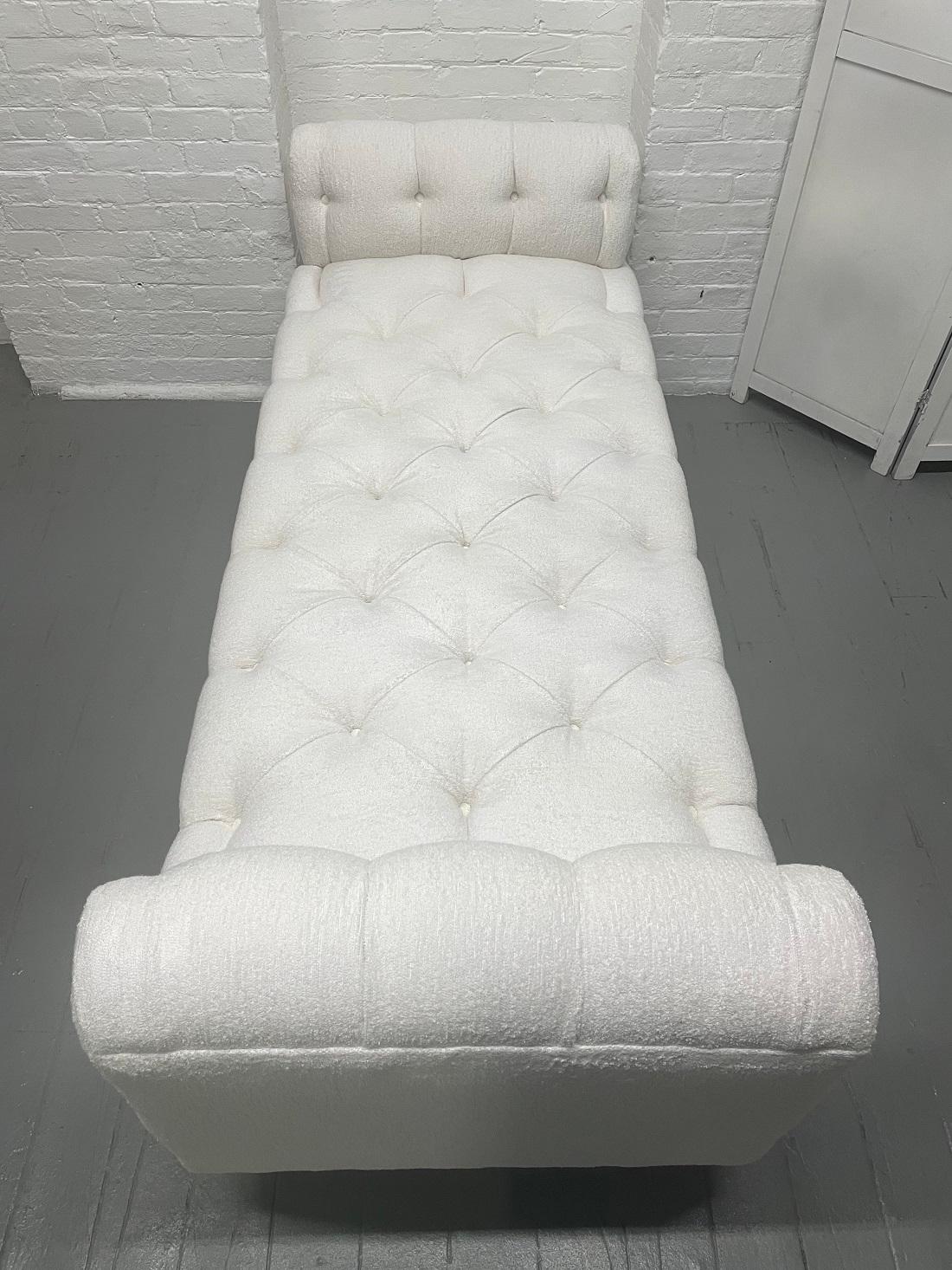 Painted Mid-Century Modern Tufted Bench in Bouclé For Sale