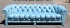 Modernes getuftetes blaues Leder Chesterfield Classic Sofa:: 1970er Jahre