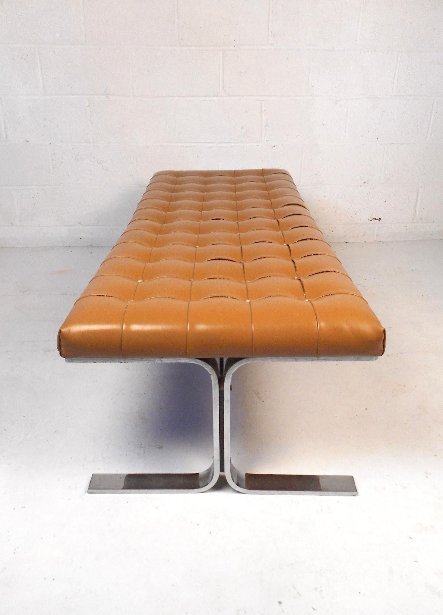 Mid-20th Century Mid-Century Modern Tufted Faux-Leather Bench by Meuller Furniture