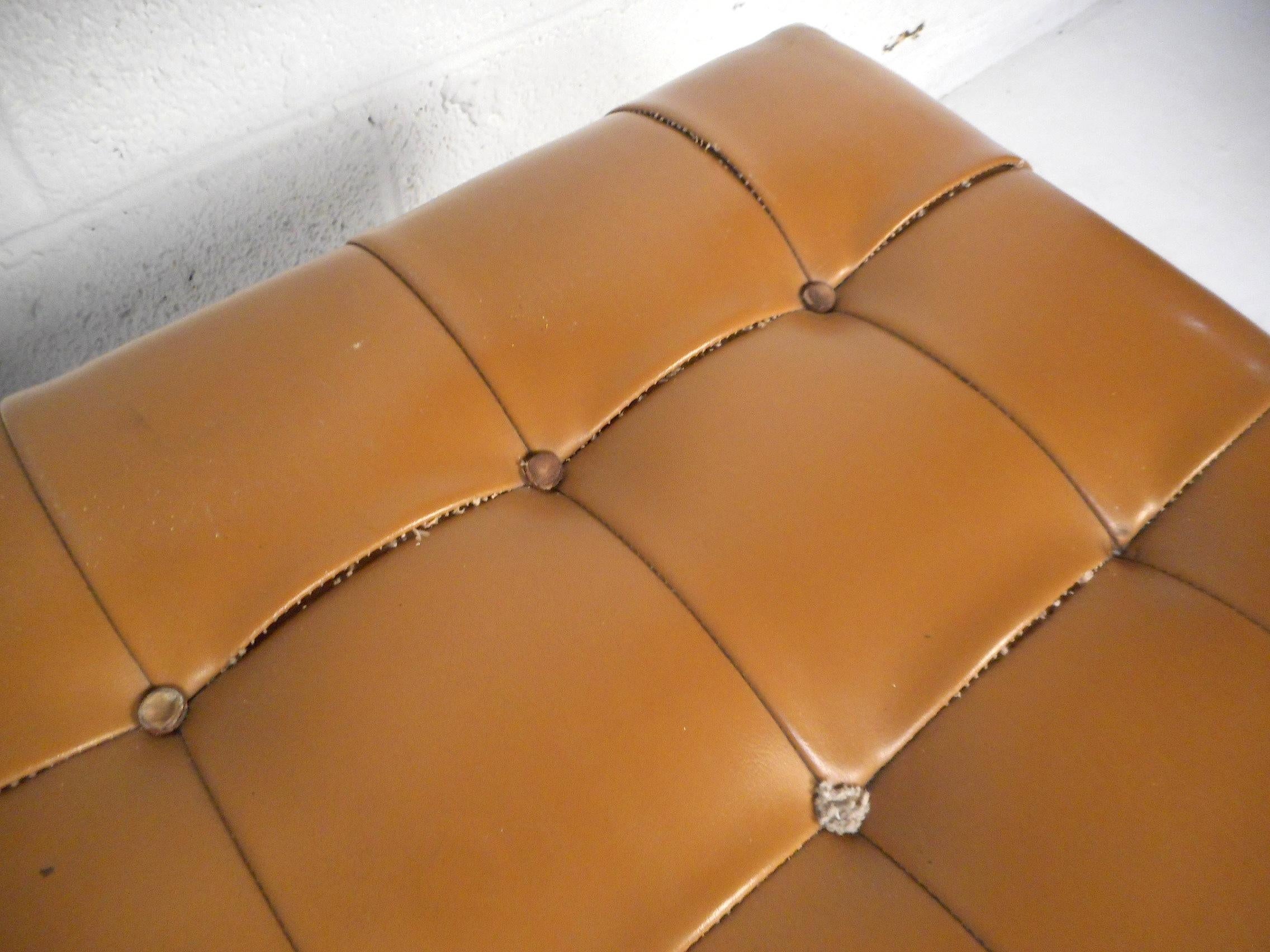 Mid-Century Modern Tufted Faux-Leather Bench by Meuller Furniture 2