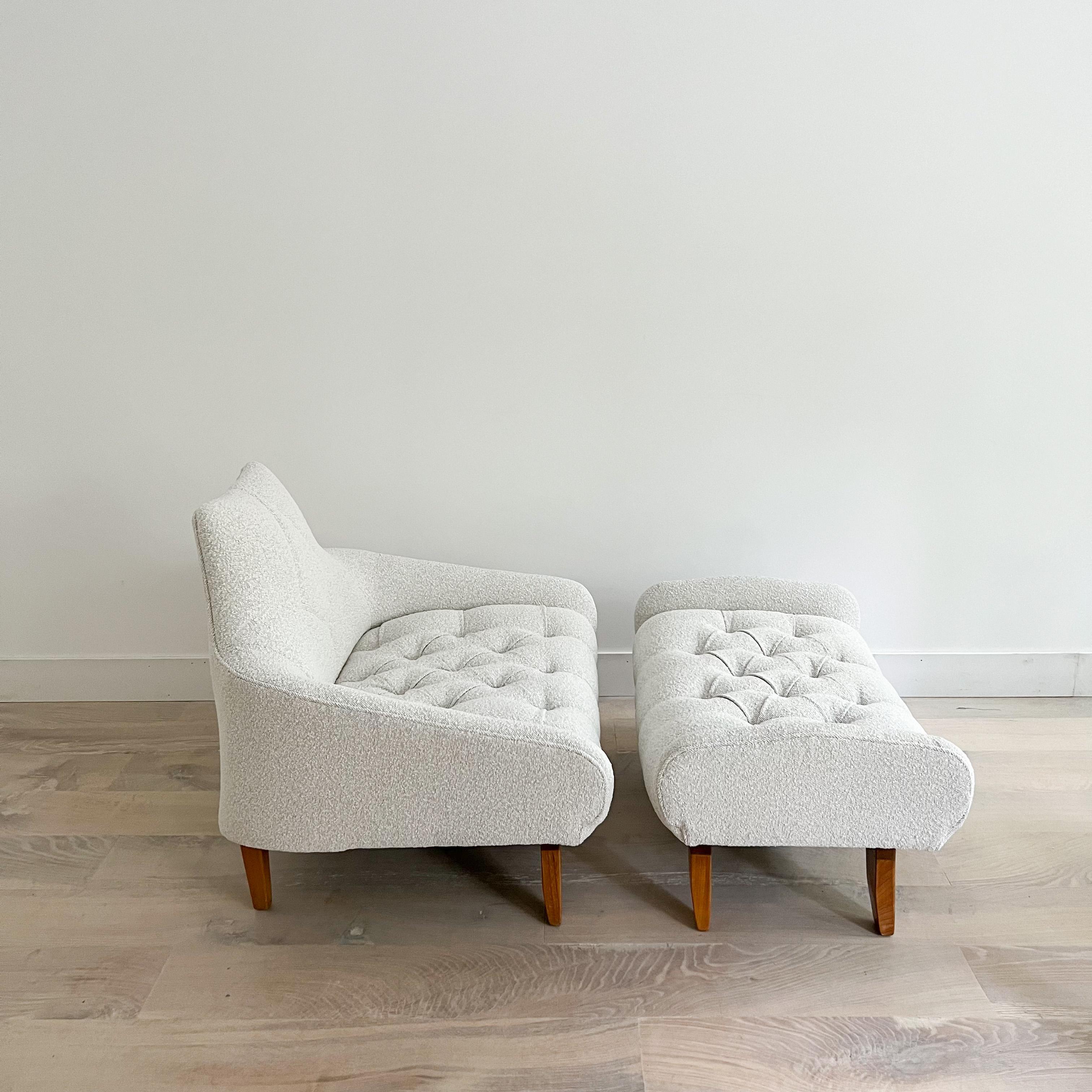 Mid-Century Modern Tufted Lounge Chair and Ottoman Attributed to Alan White 9