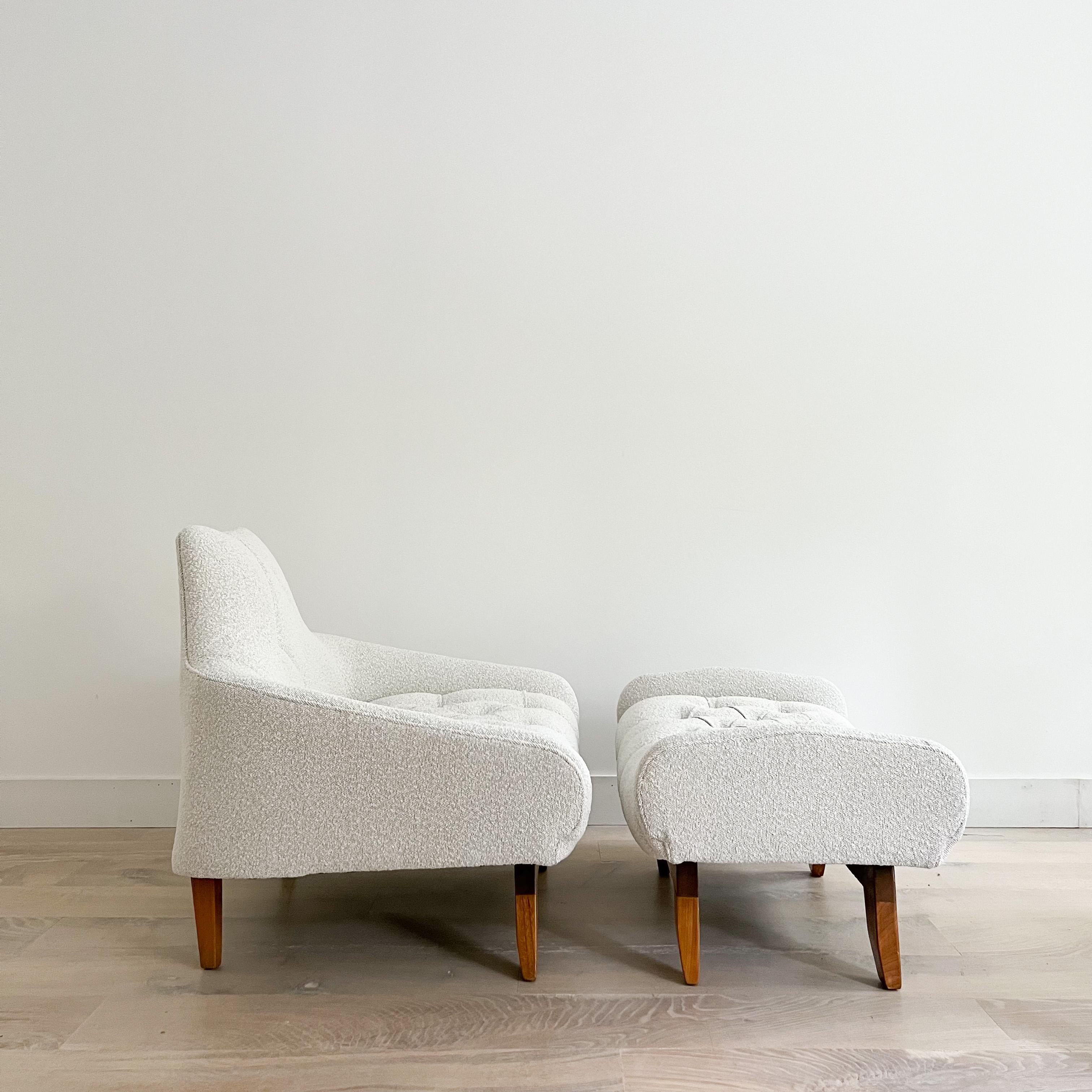 Mid-Century Modern Tufted Lounge Chair and Ottoman Attributed to Alan White 10
