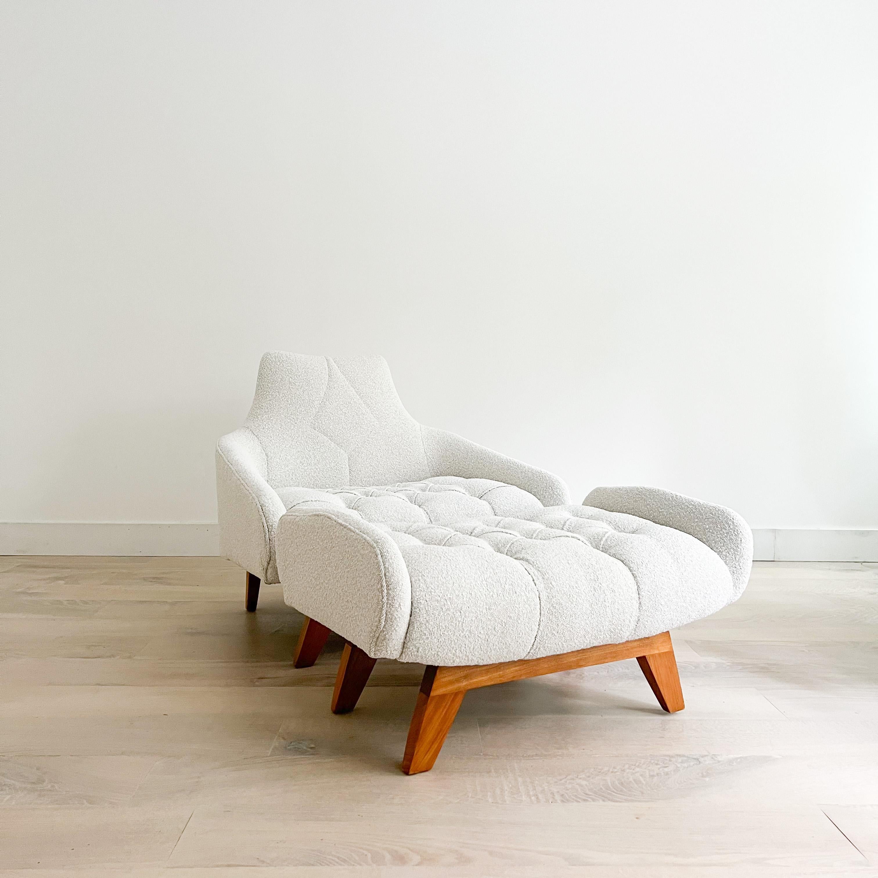 Mid-Century Modern Tufted Lounge Chair and Ottoman Attributed to Alan White 2