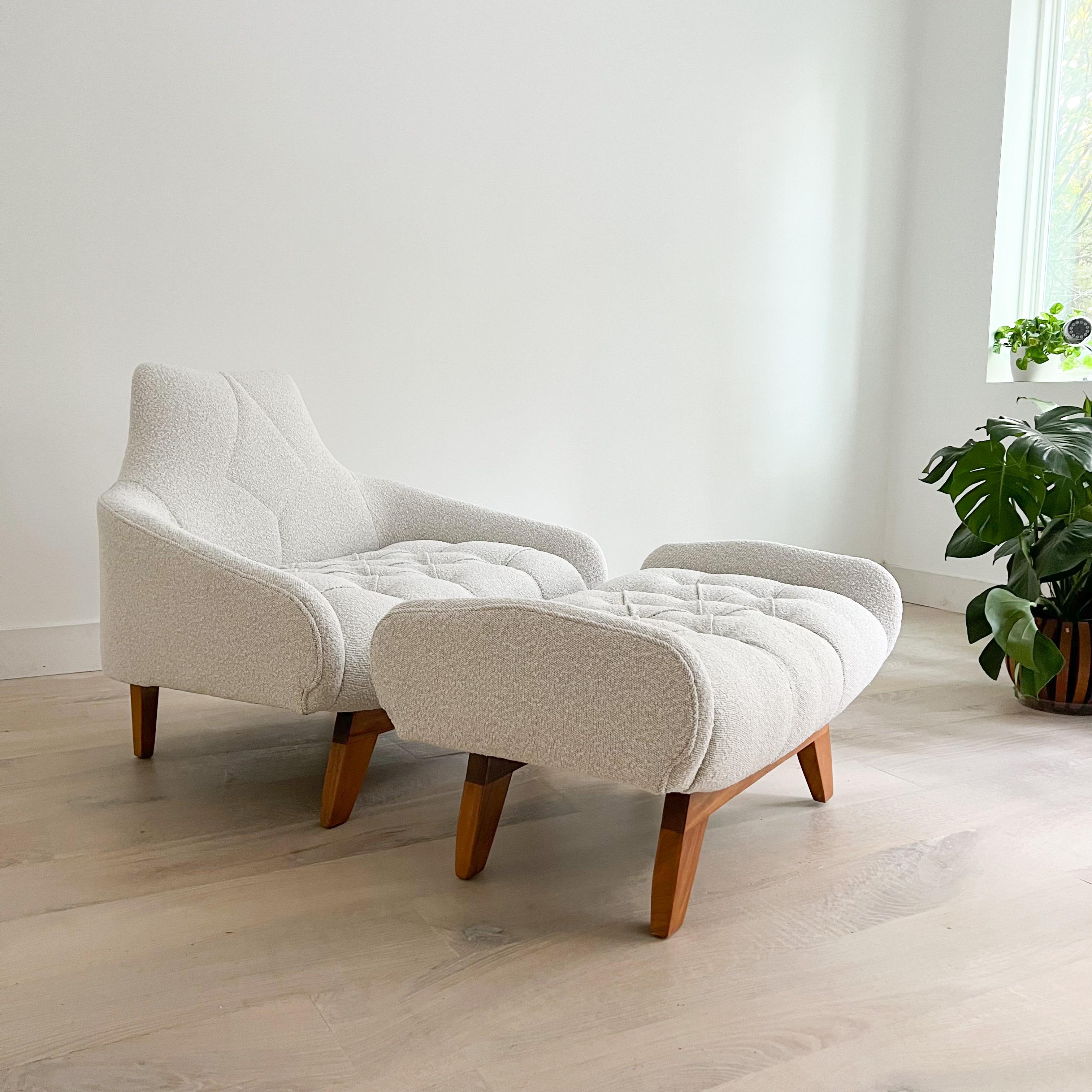 Mid-Century Modern Tufted Lounge Chair and Ottoman Attributed to Alan White 3