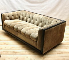 Mid-Century Modern Tufted Suede Case Sofa