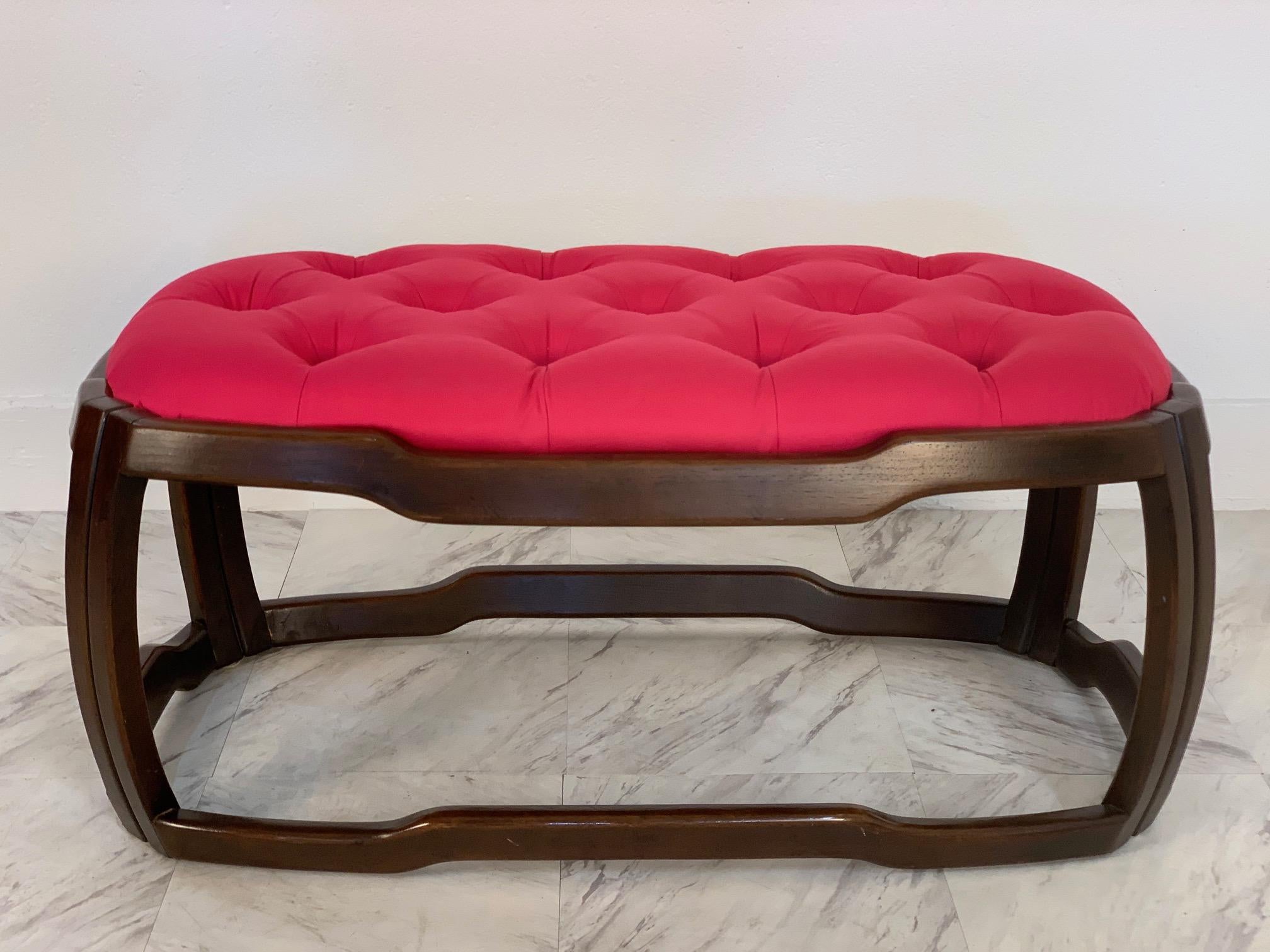 Fabric Mid-Century Modern Tufted Upholstered Bench For Sale