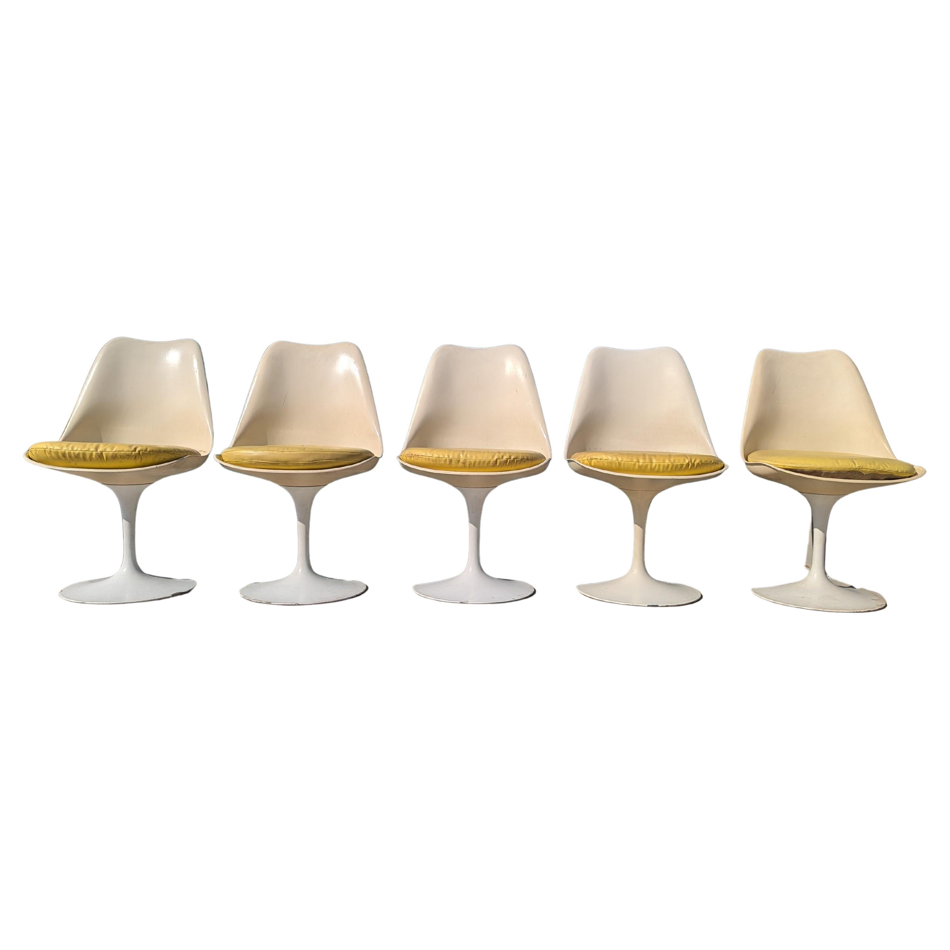 Mid Century Modern Tulip Armless Dining Chairs by Eero Saarinen for Knoll, c1960