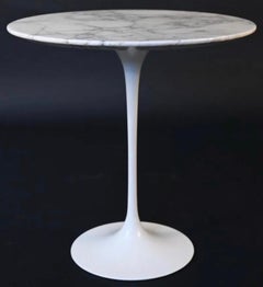 Mid-Century Modern Tulip Side Table with Marble Top