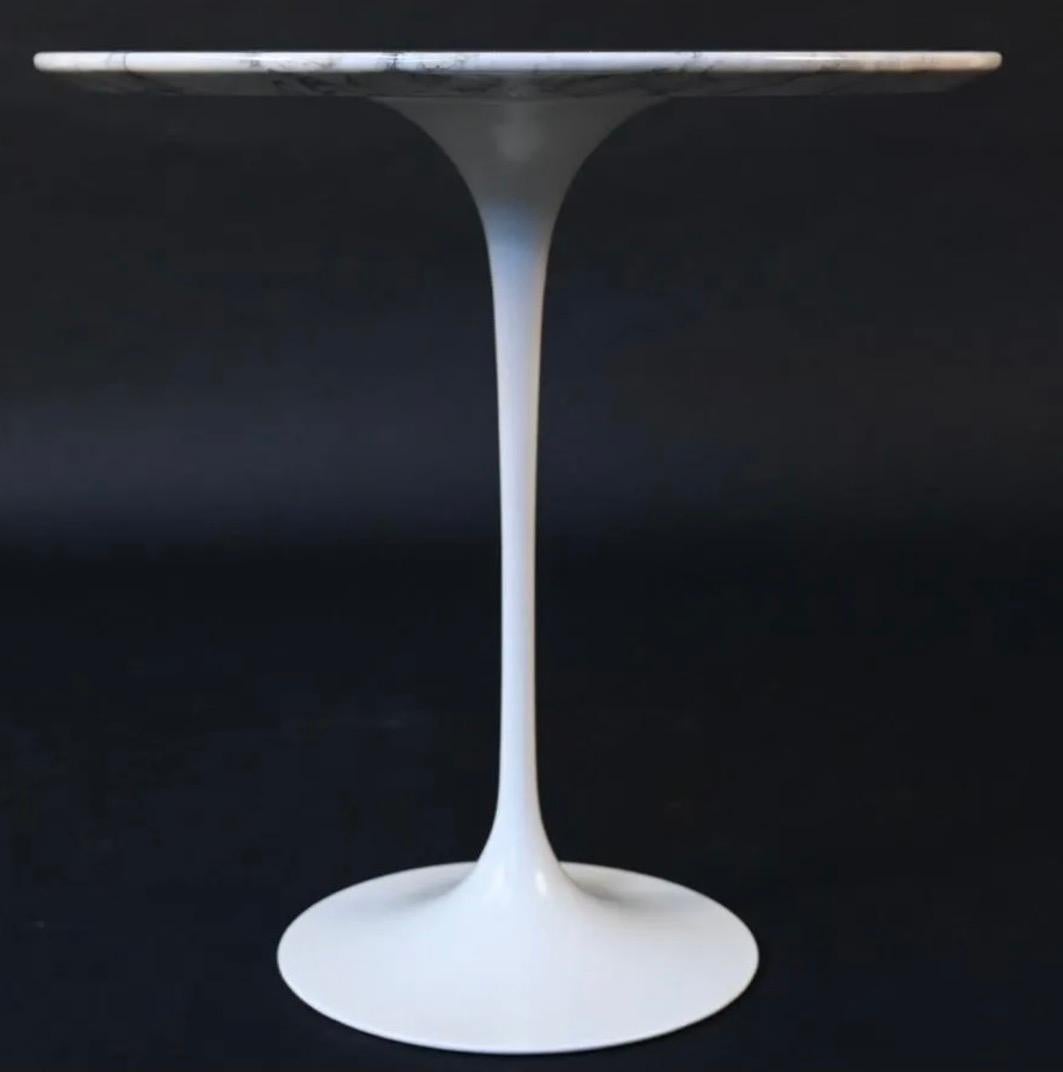 Mid-Century Modern Tulip Side Table with Marble Top 1